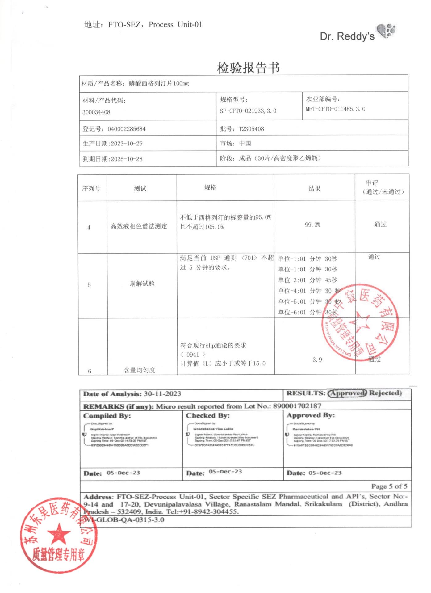 T2305408磷酸西格列汀片2