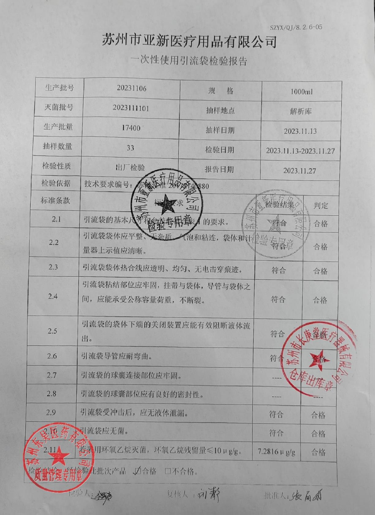 20231106一次性使用引流袋