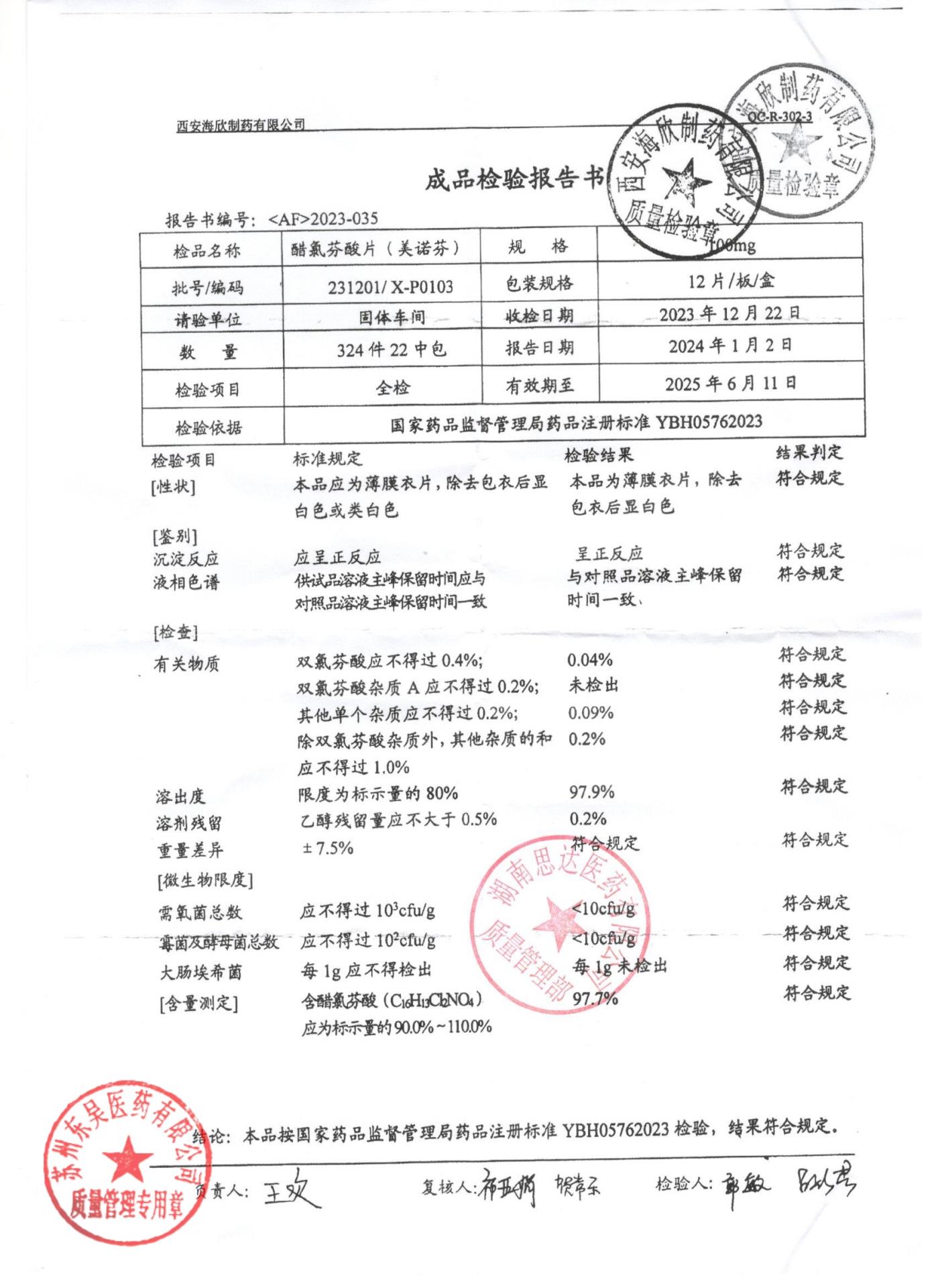 231201醋氯芬酸片