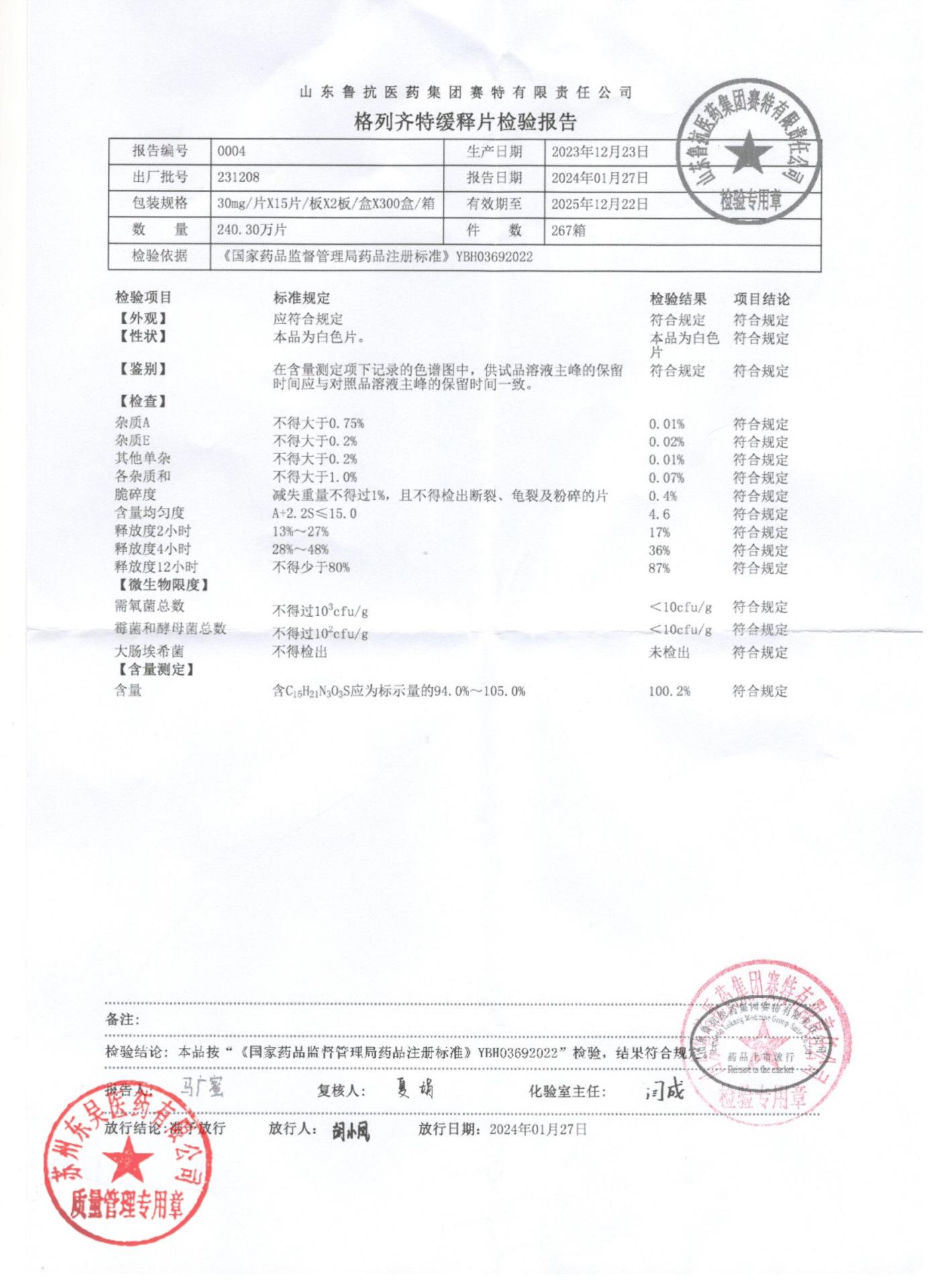 231208格列齐特缓释片