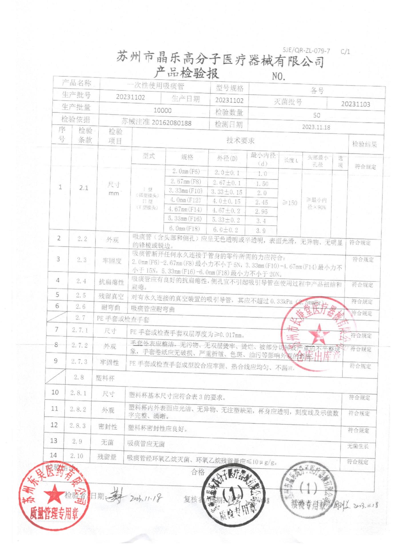 30231102一次性使用吸痰管