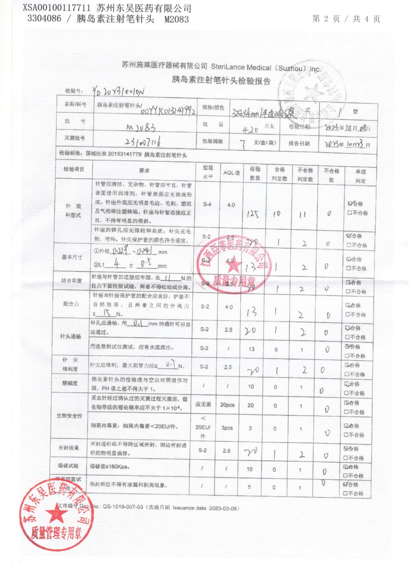 M2083胰岛素注射笔针头2
