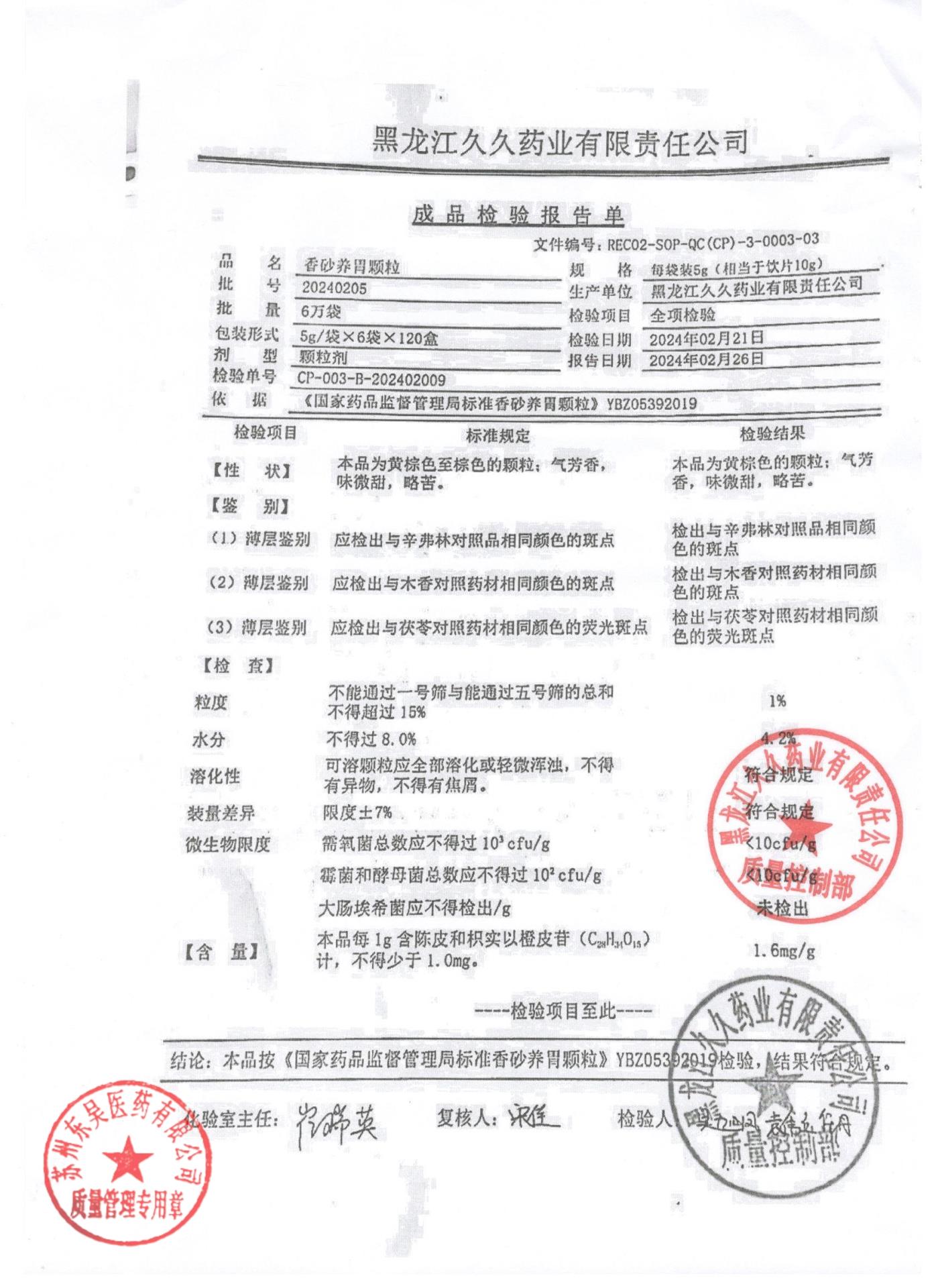 20240205香砂养胃颗粒