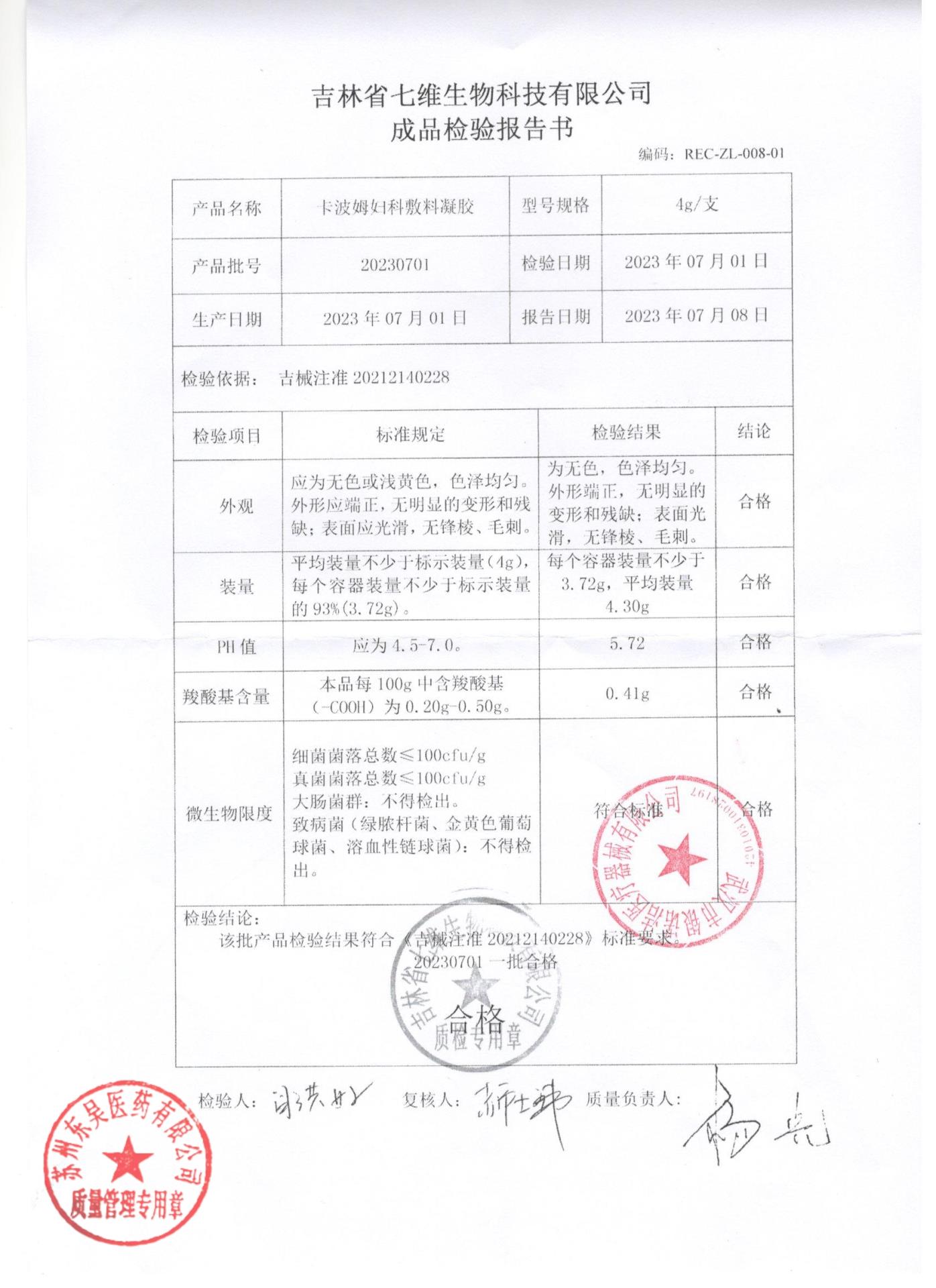 20230701卡波姆妇科敷料凝胶