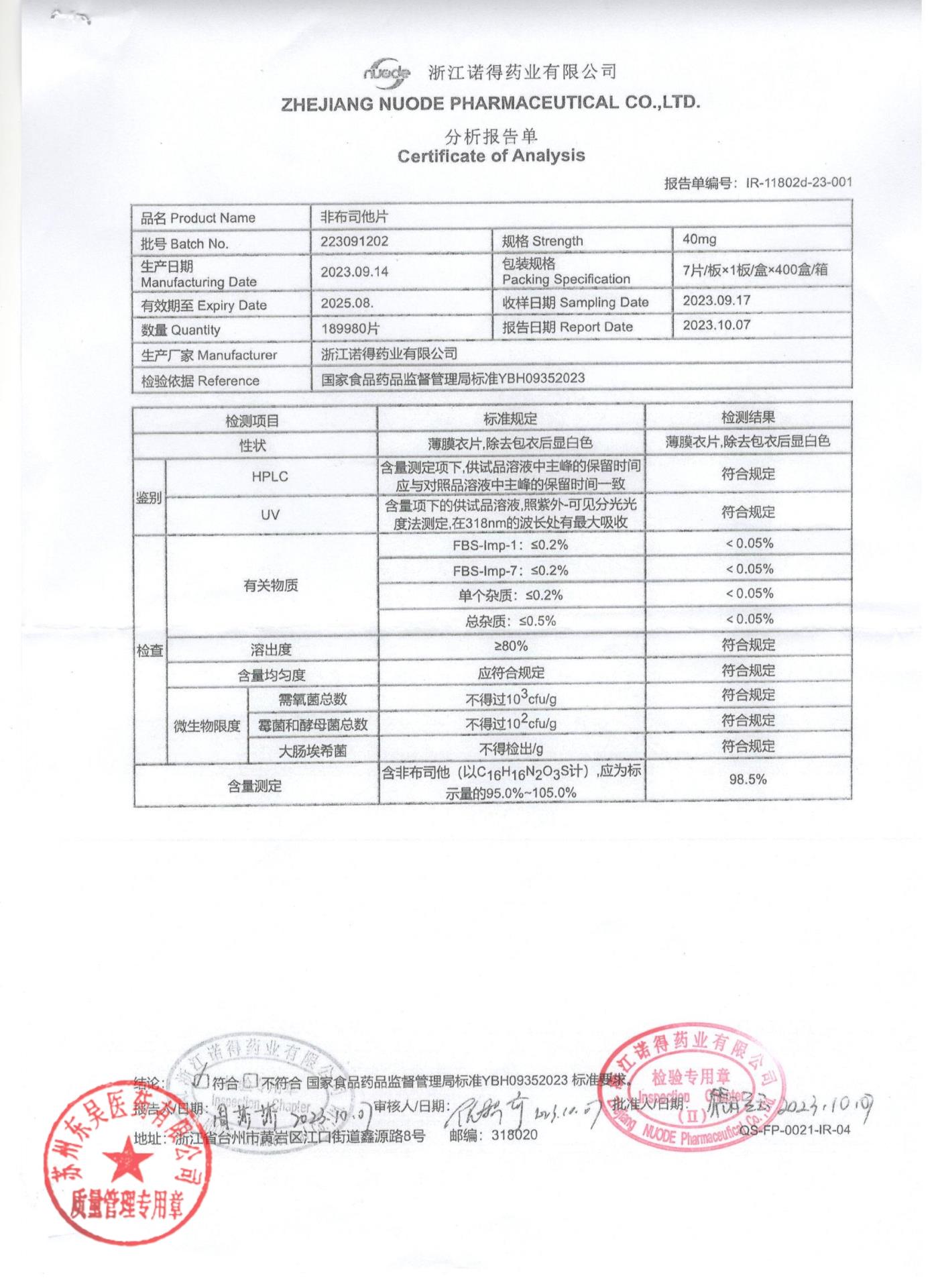223091202非布司他片