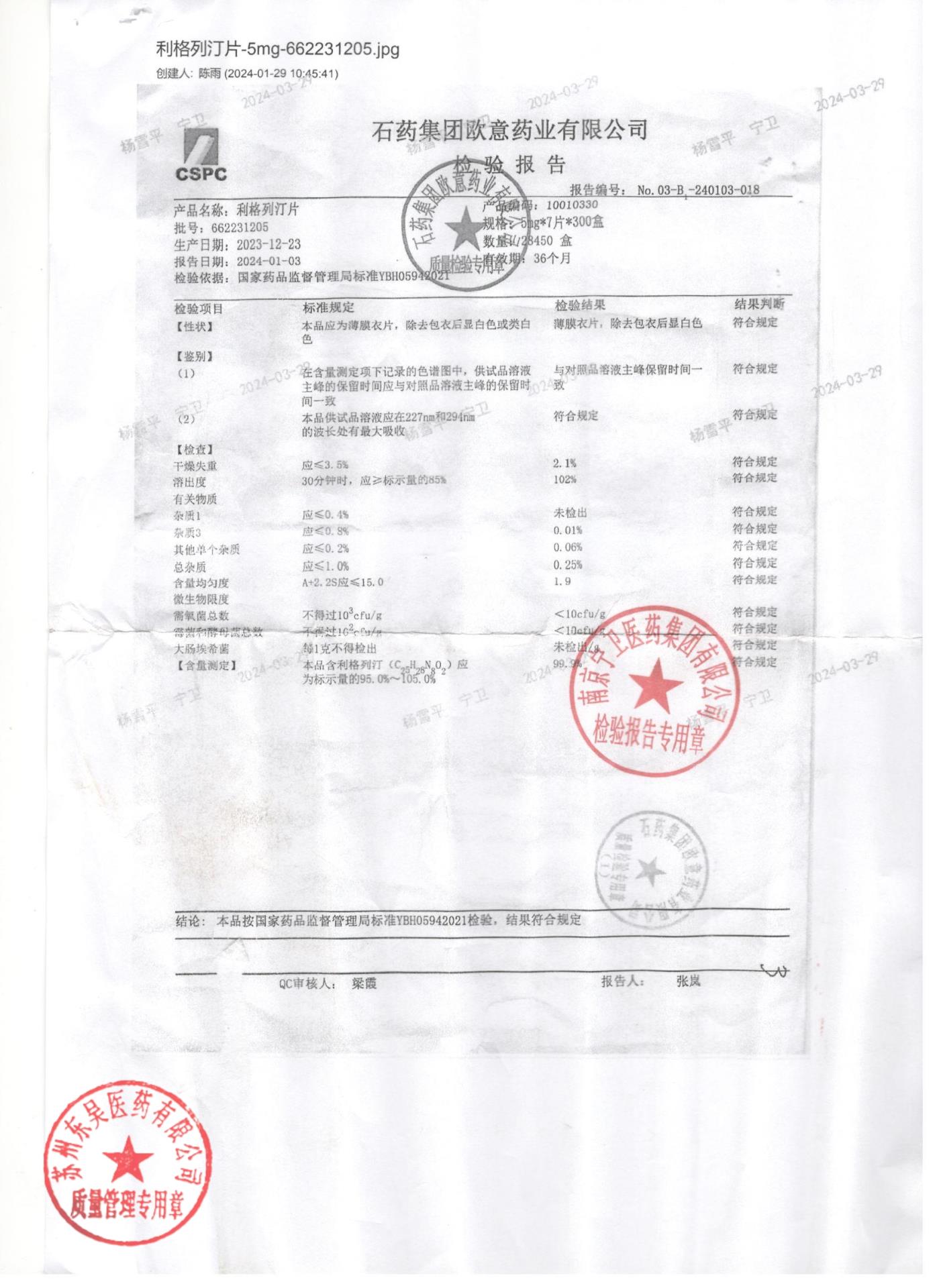 662231205利格列汀片