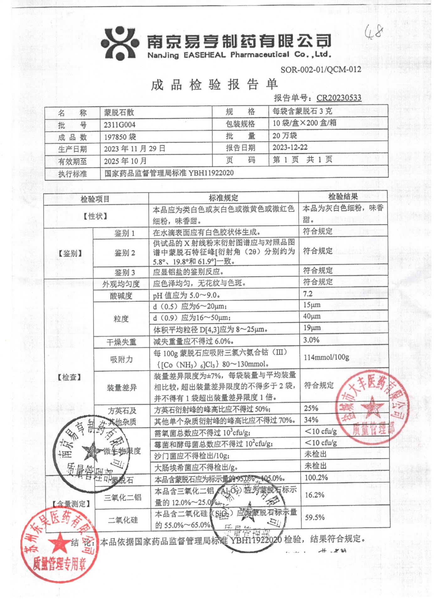2311G004蒙脱石散