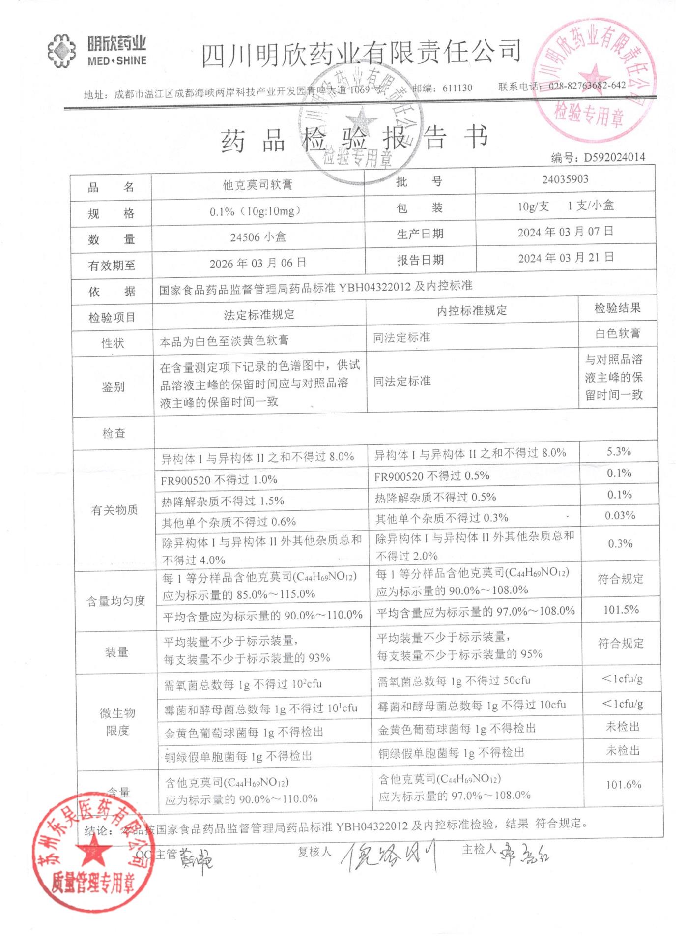 24035903他克莫司软膏