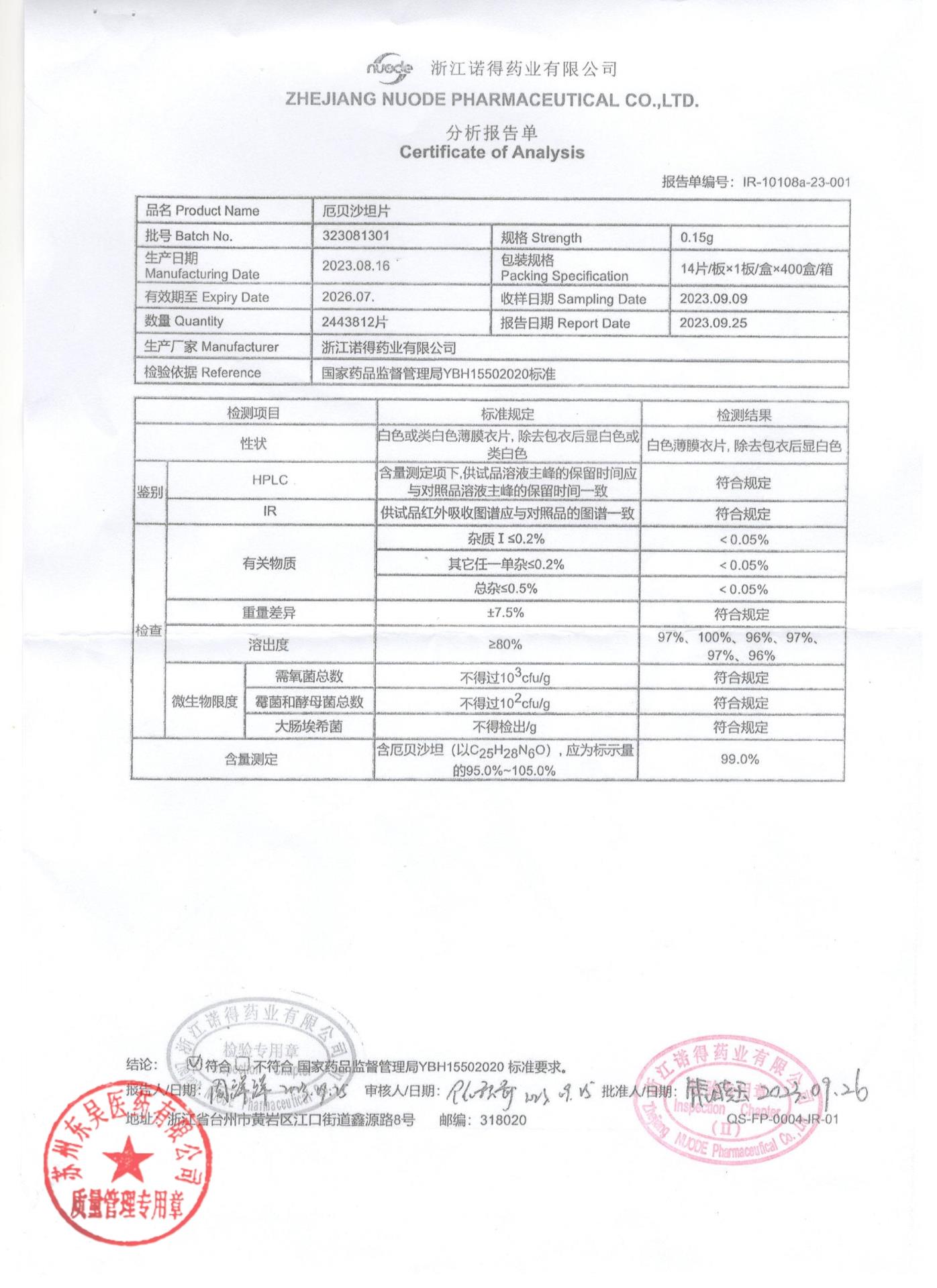 323081301厄贝沙坦片