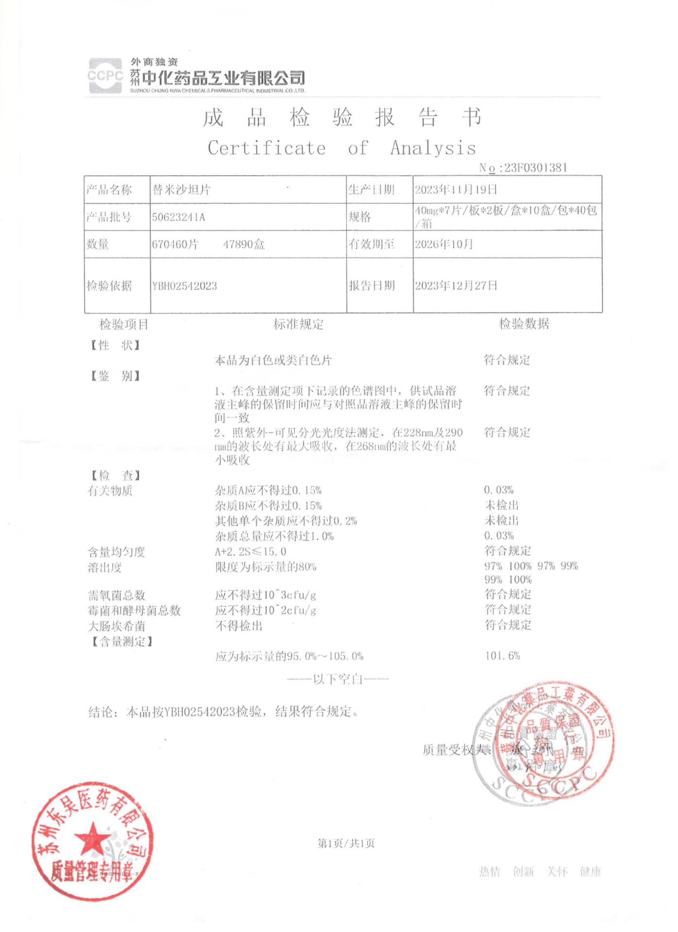 50623241A替米沙坦片