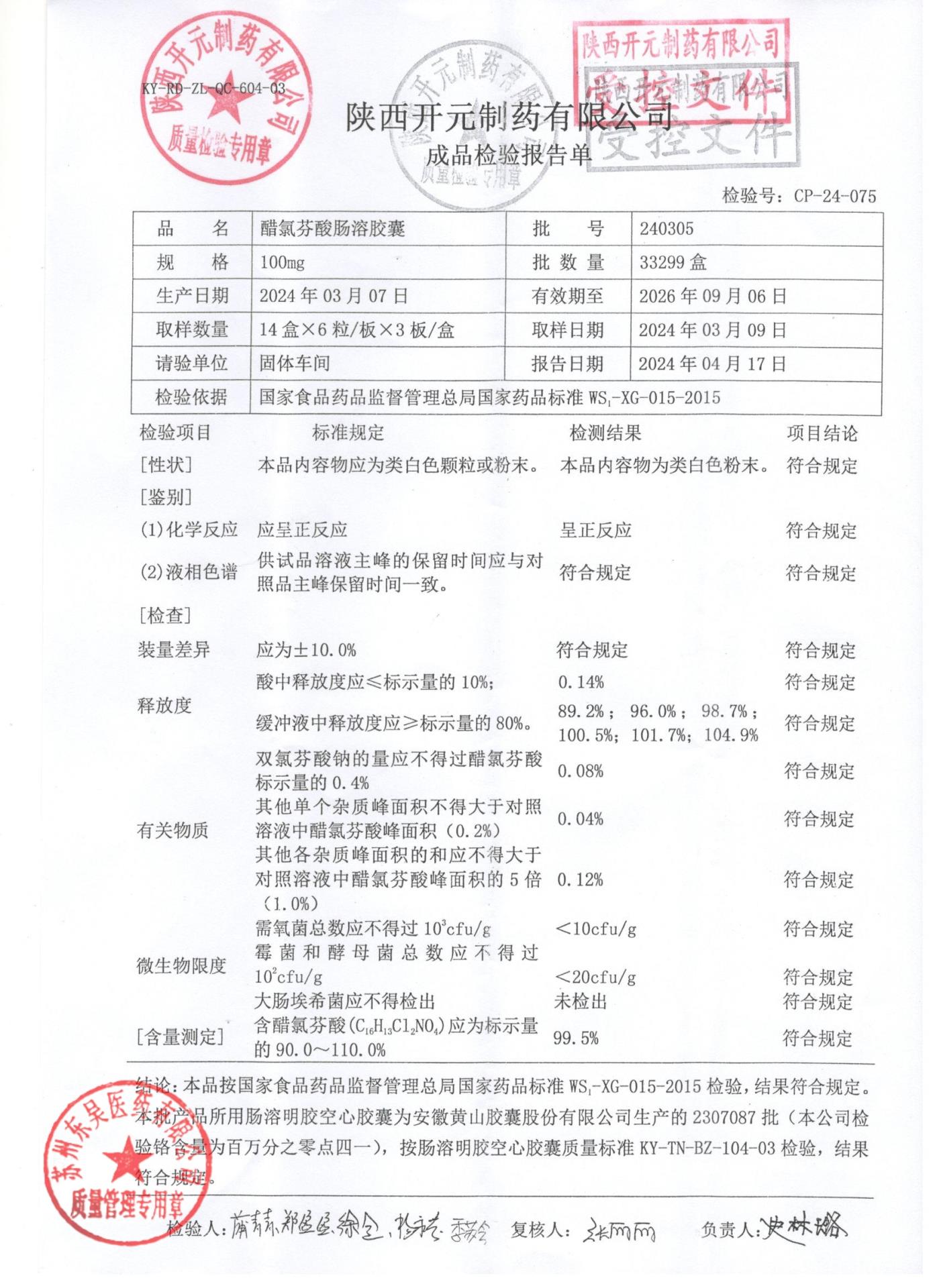 240305醋氯芬酸肠溶胶囊