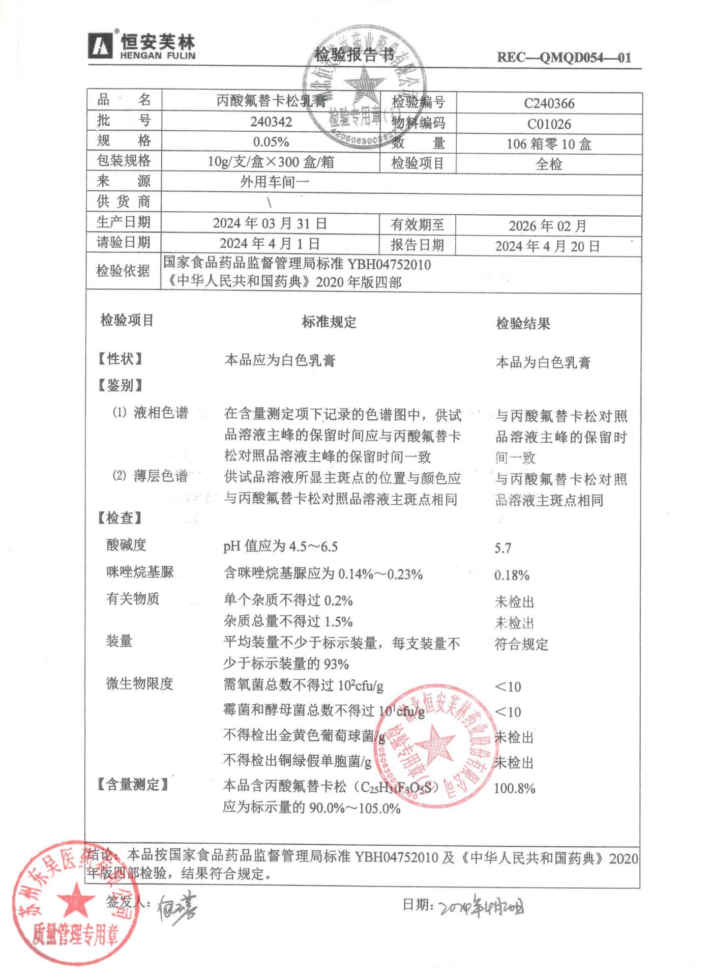 240342丙酸氟替卡松乳膏