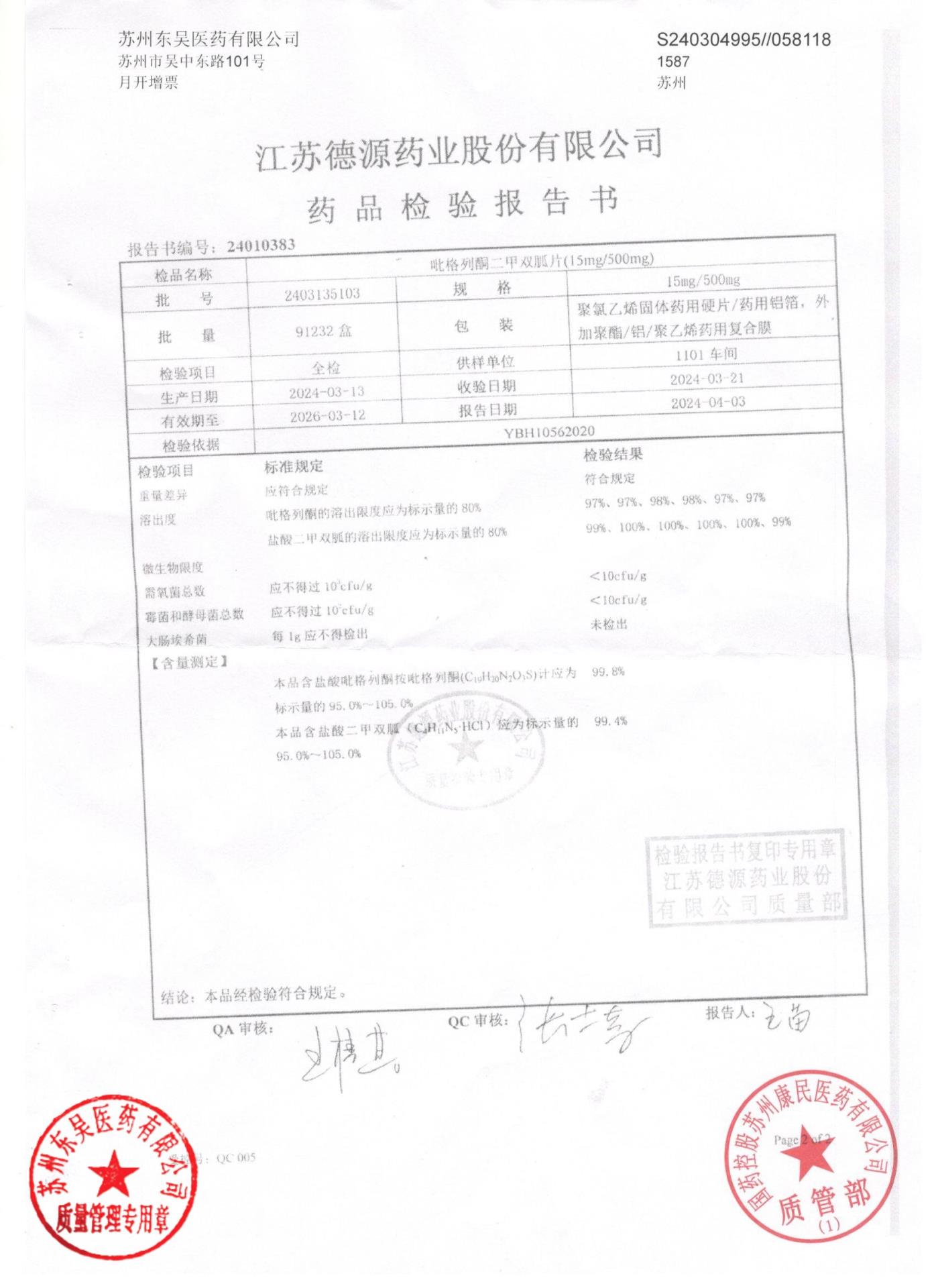 2403135103吡格列酮二甲双胍片1