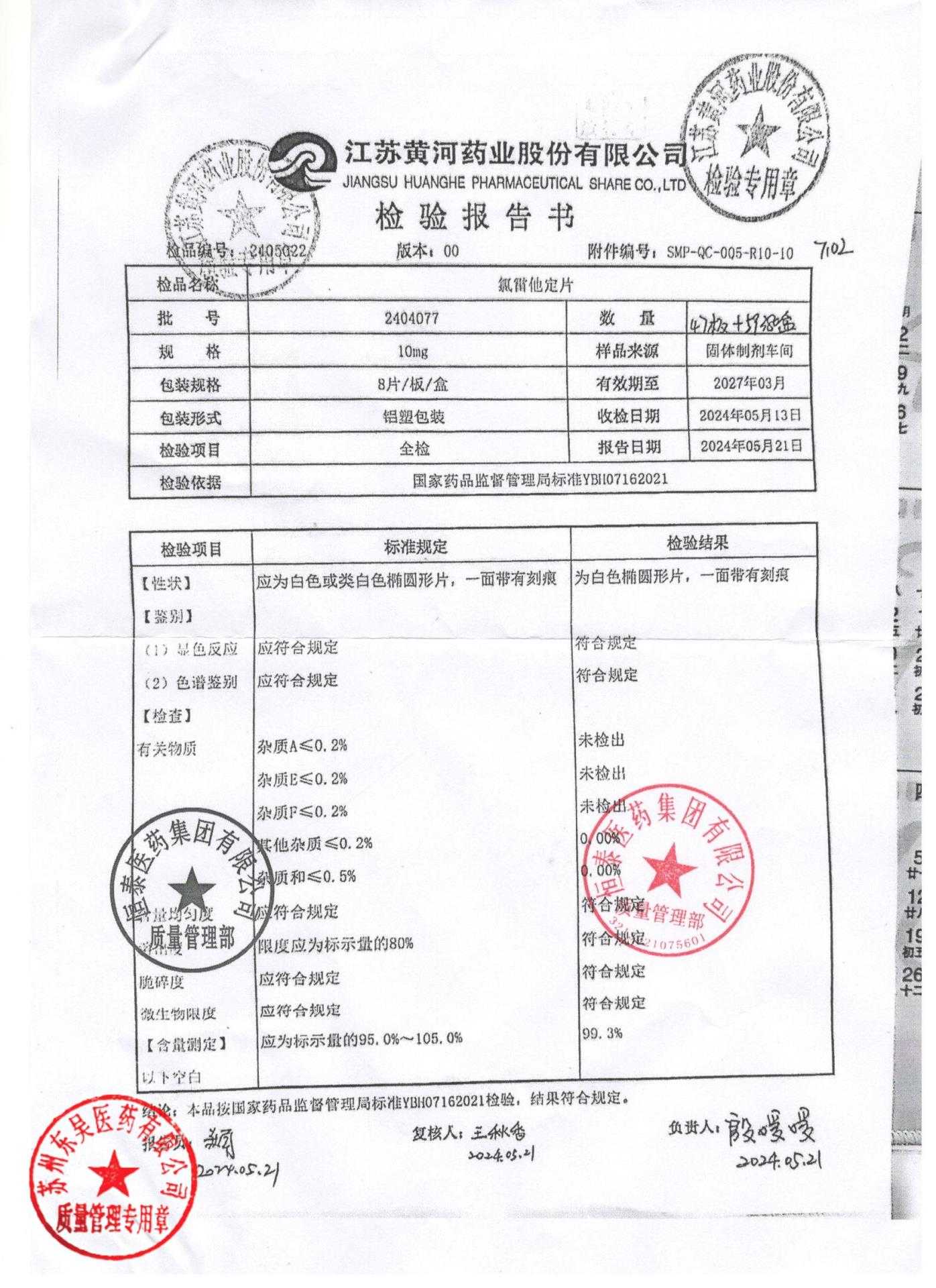 2404077氯雷他定片