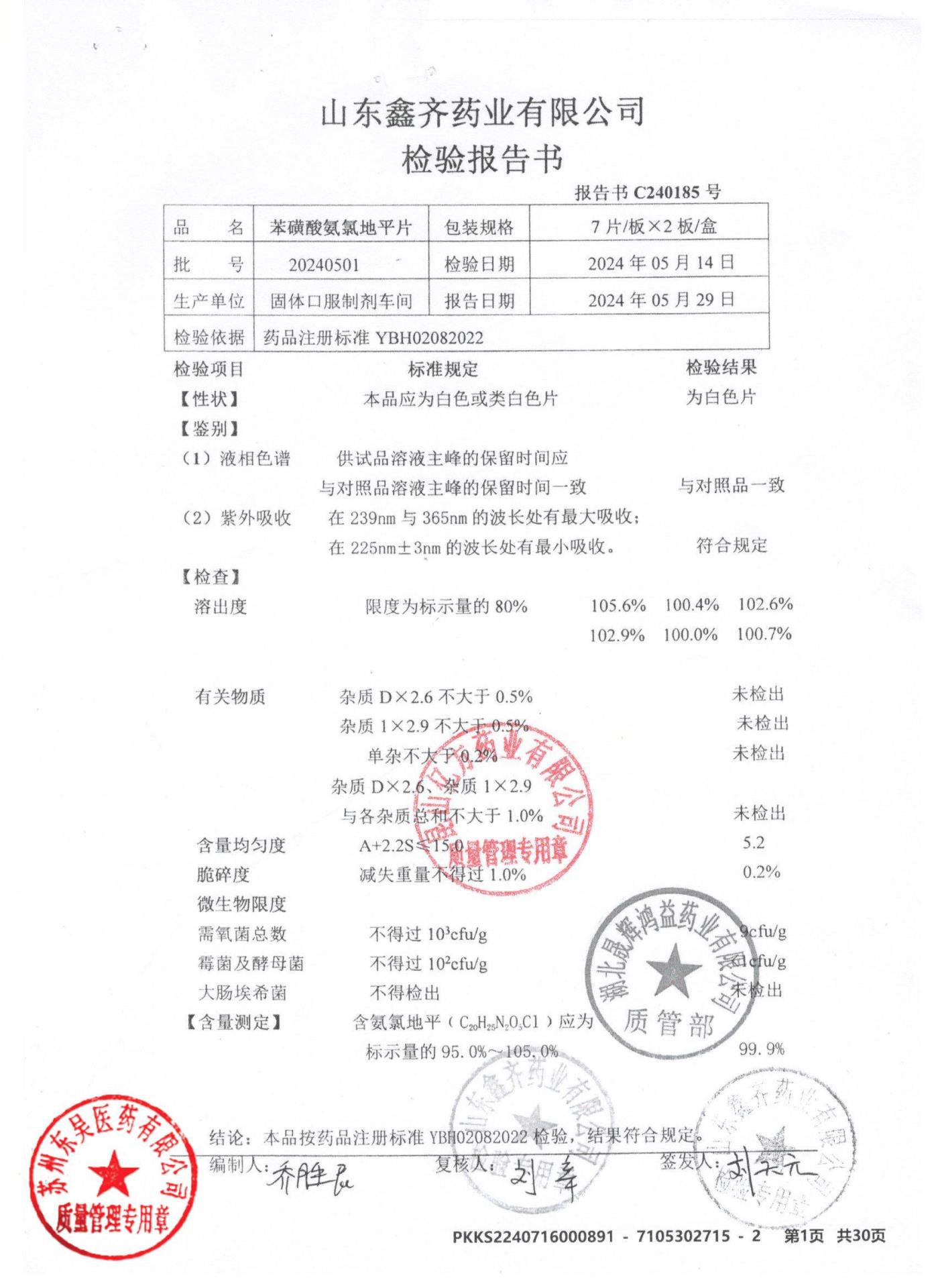 20240501苯磺酸氨氯地平片