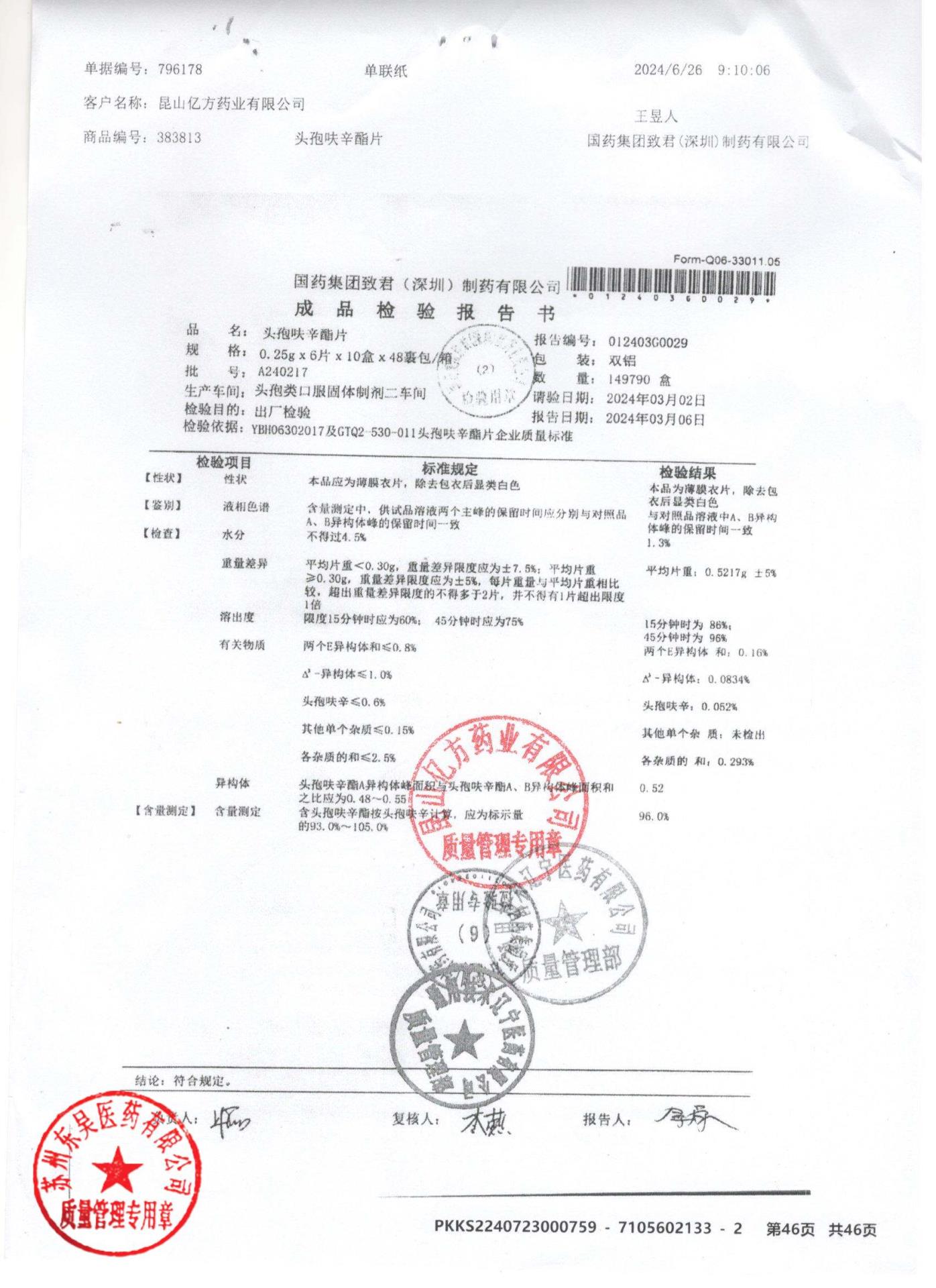 A240217头孢呋辛酯片