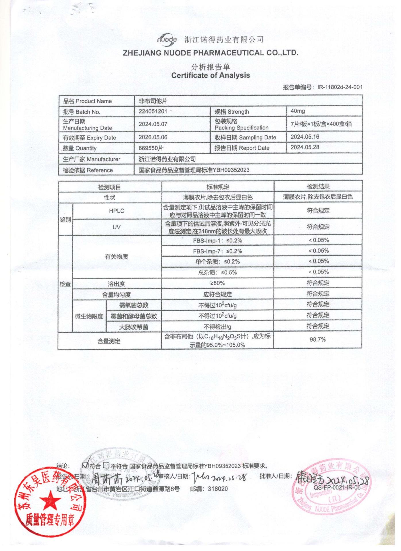 224051201非布司他片