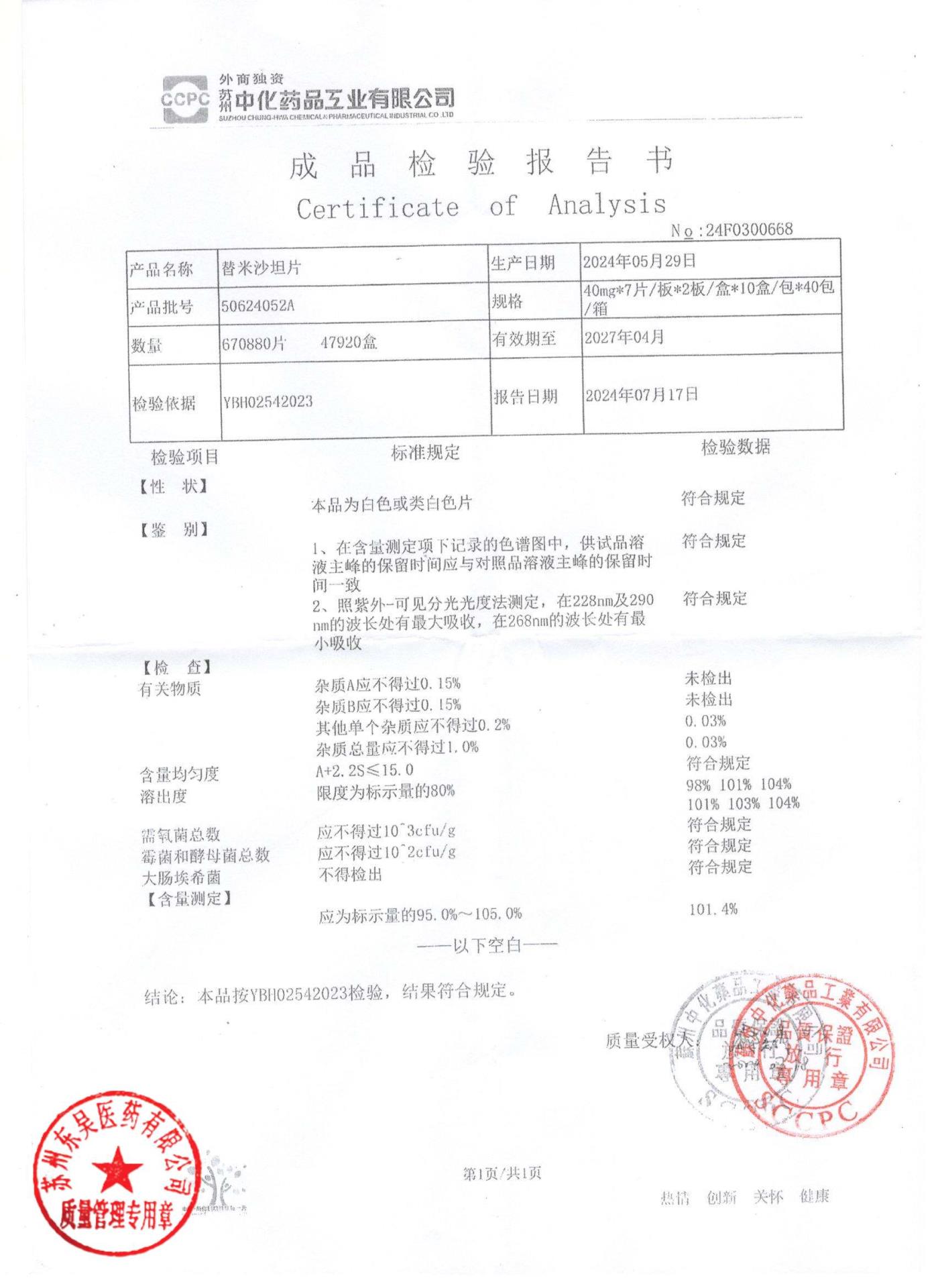 50624052A替米沙坦片