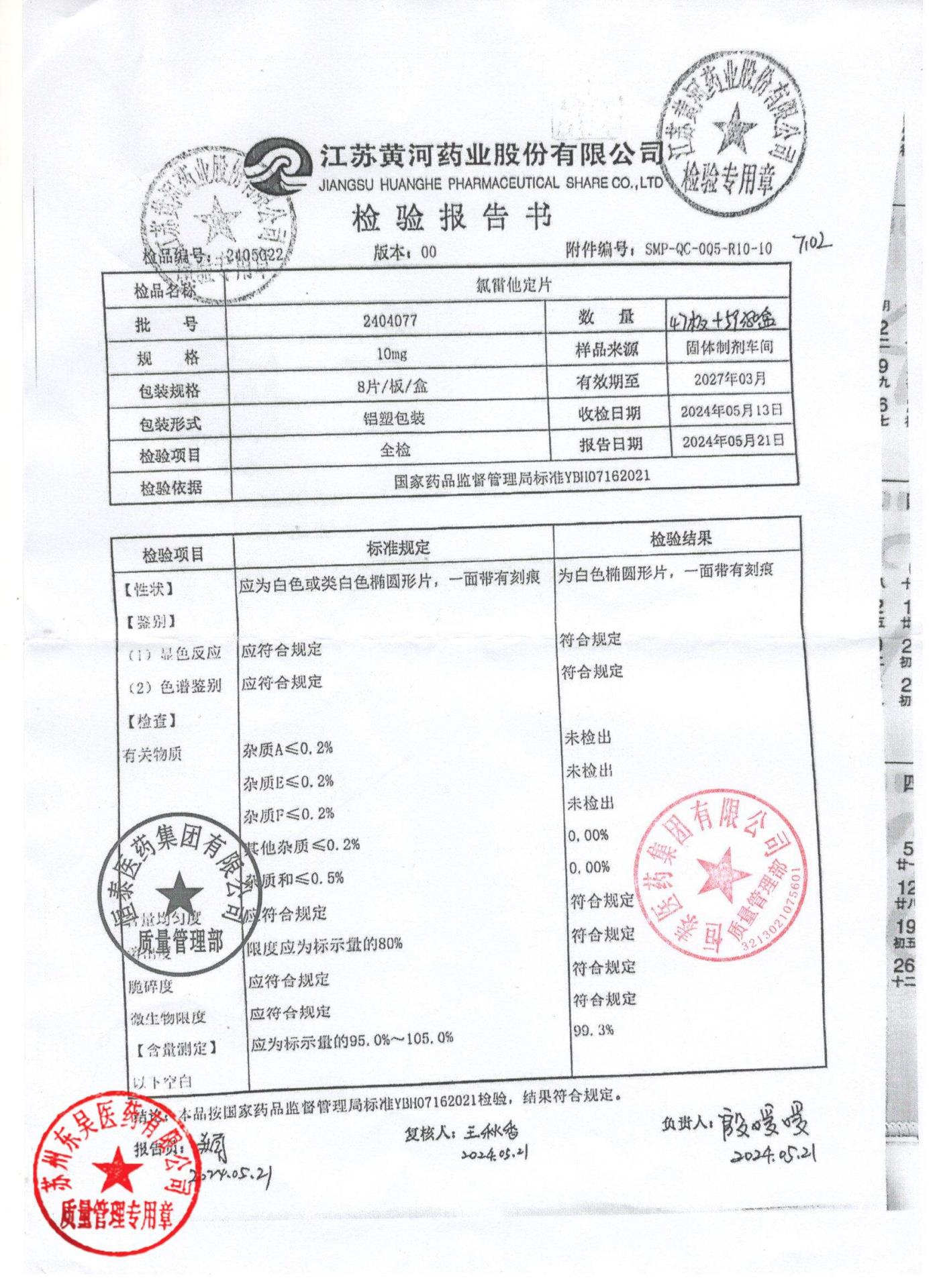 2404077氯雷他定片