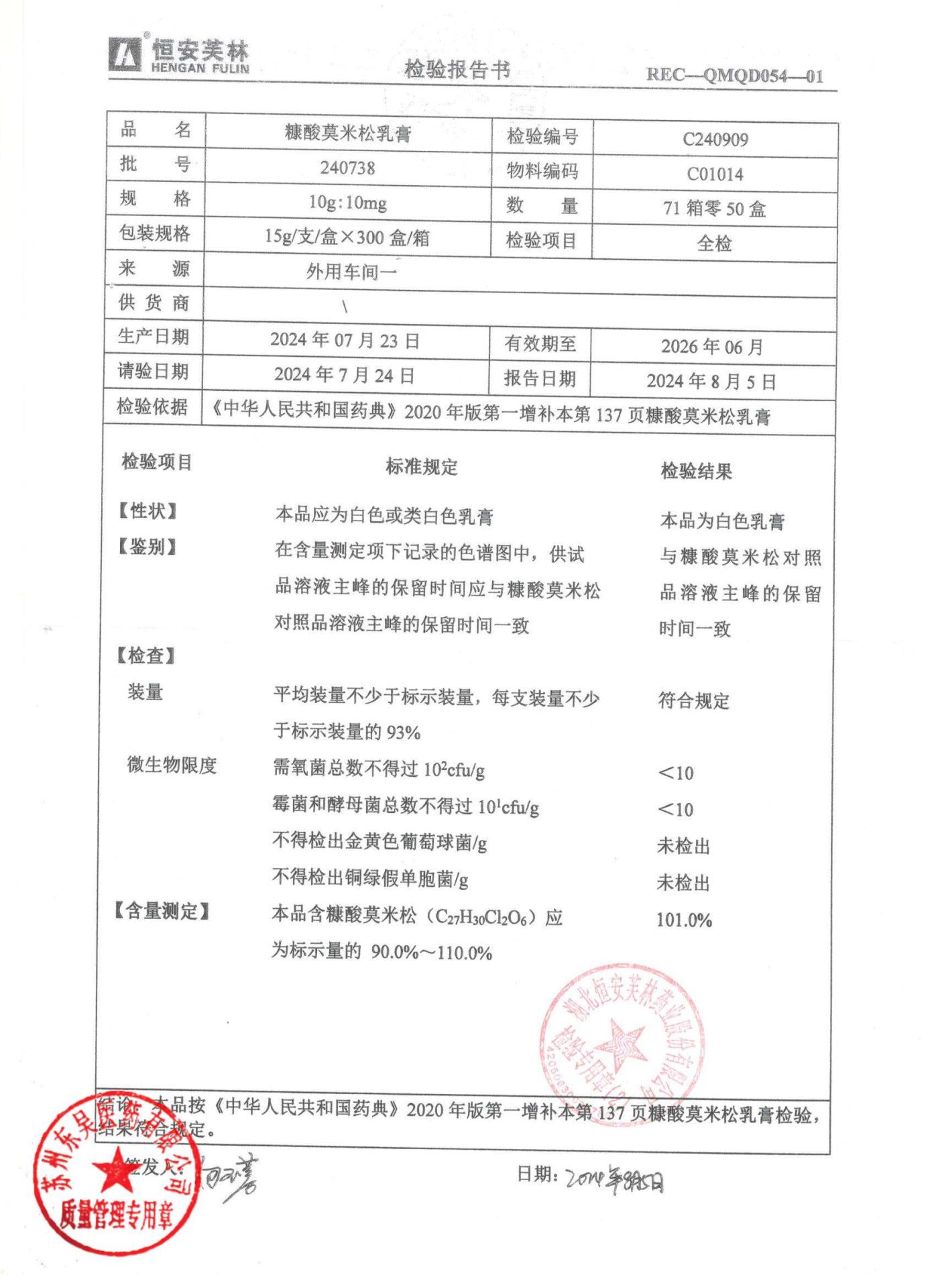 240738糠酸莫米松乳膏