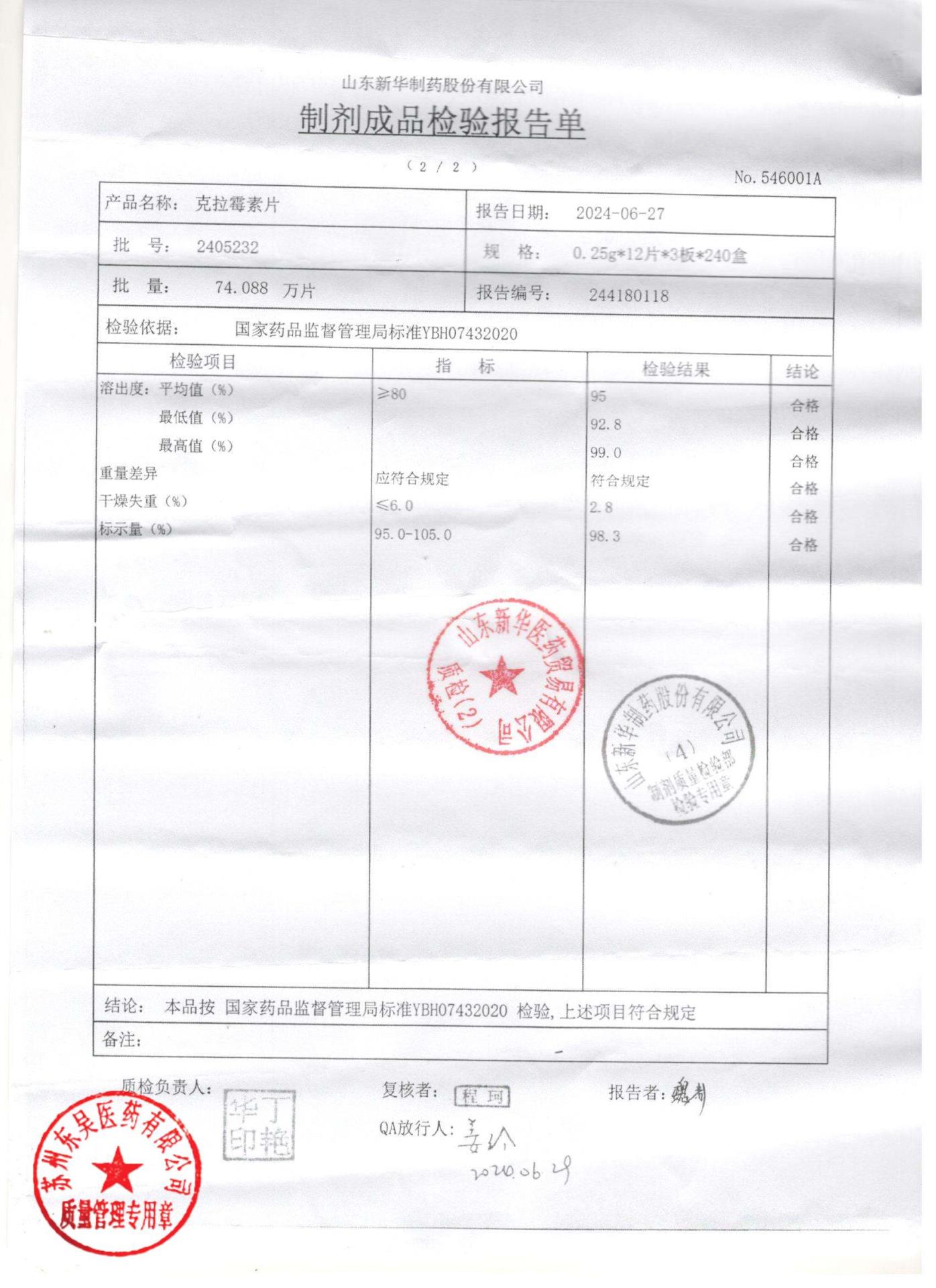 2405232克拉霉素片2