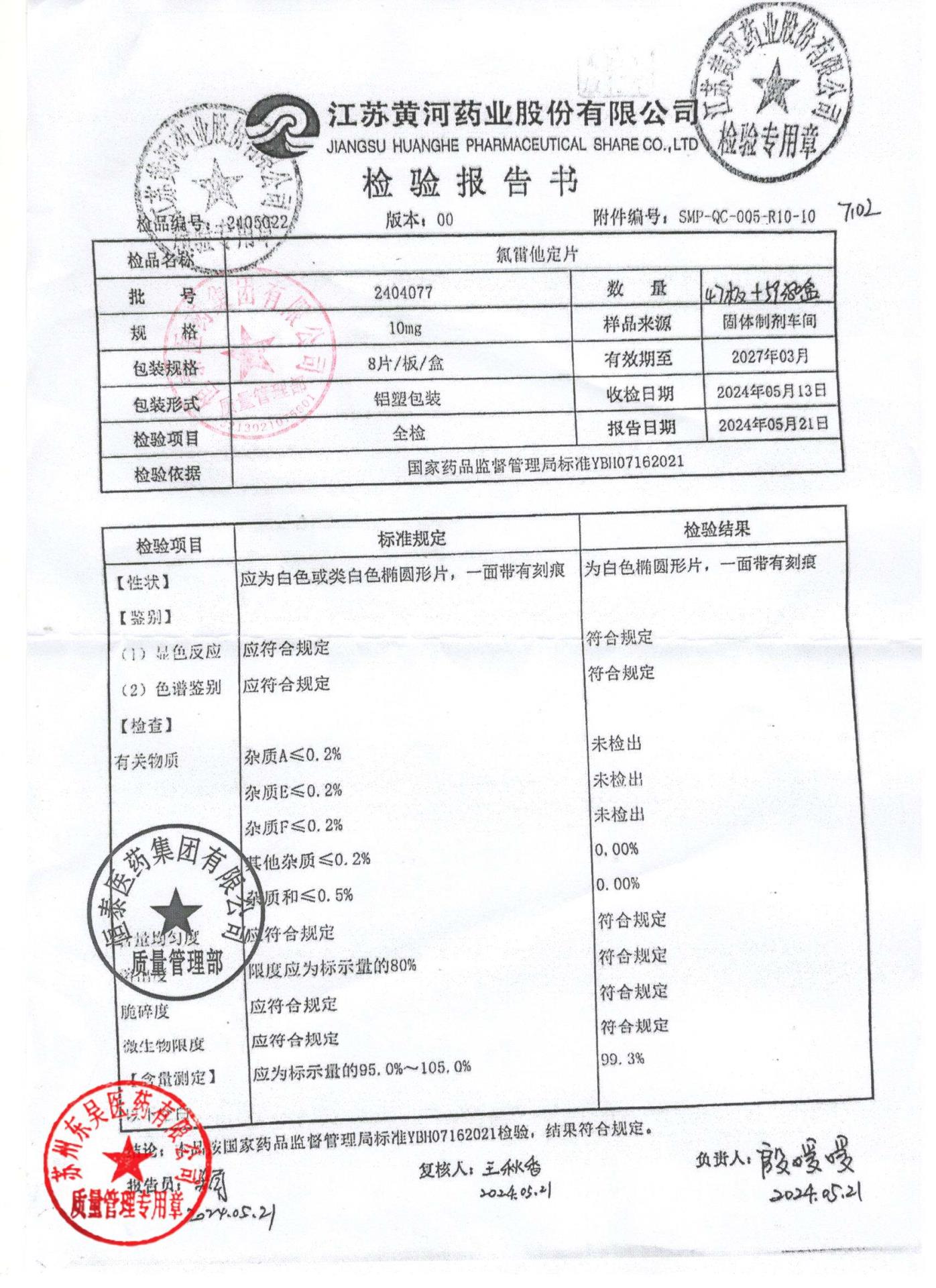 2404077氯雷他定片