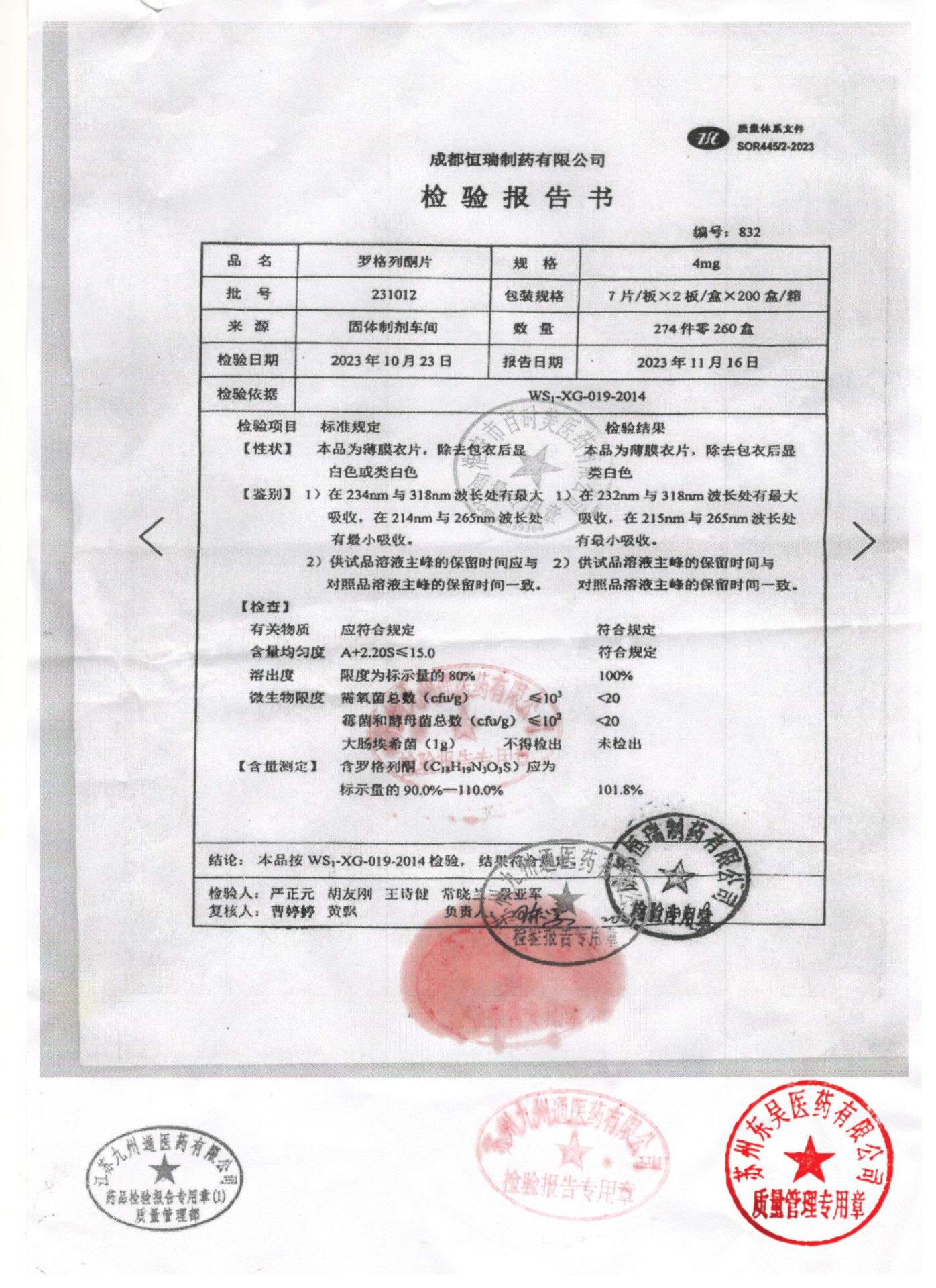 231012罗格列酮片