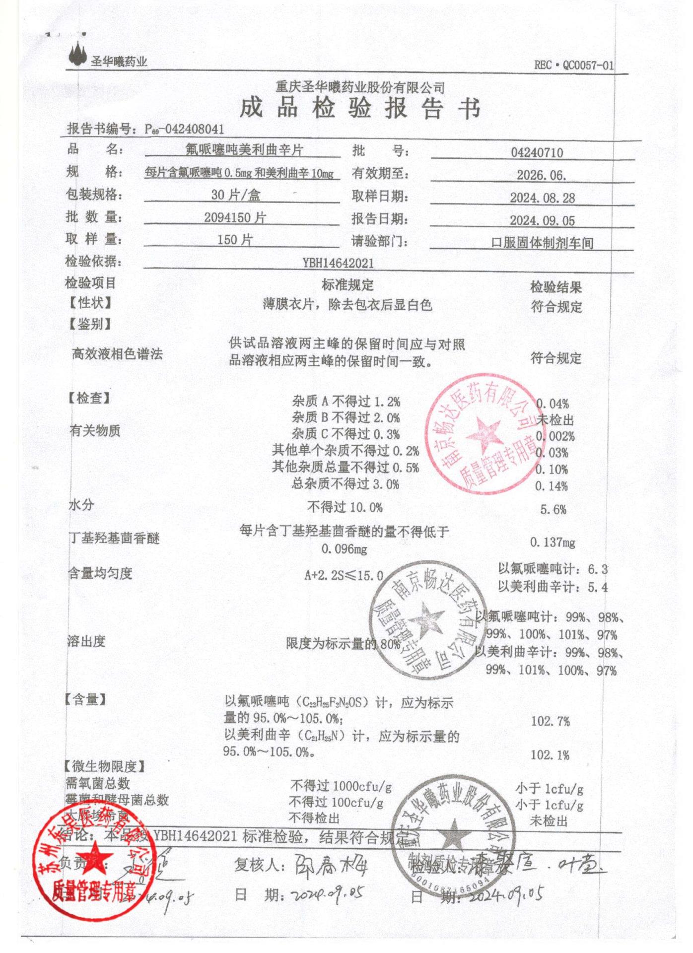 04240710氟哌噻吨美利曲辛片