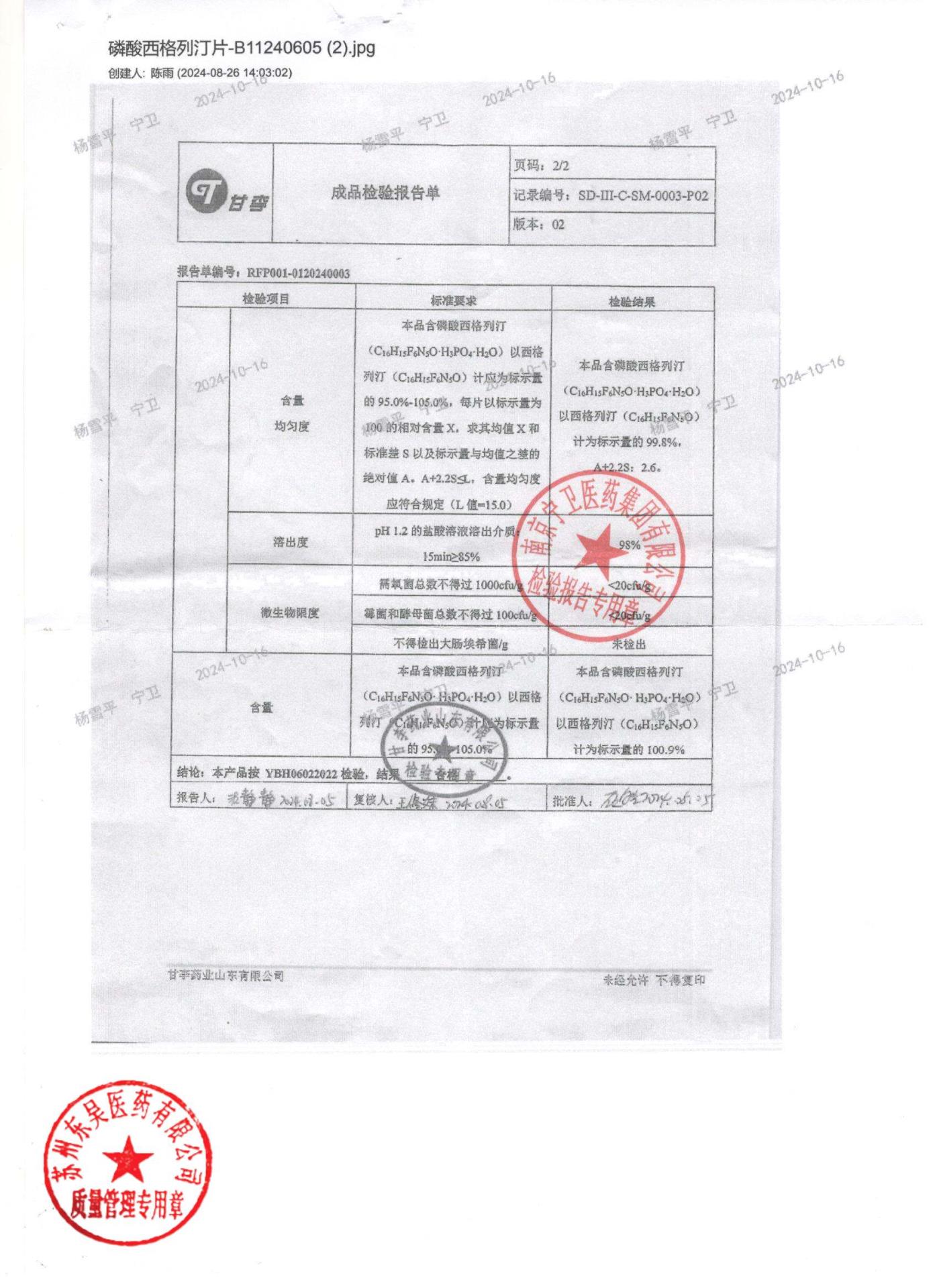 B11240605磷酸西格列汀片2