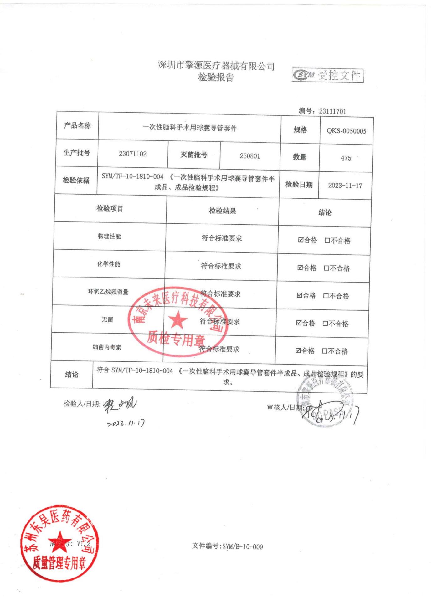 23071102一次性脑科手术用球囊导管套件