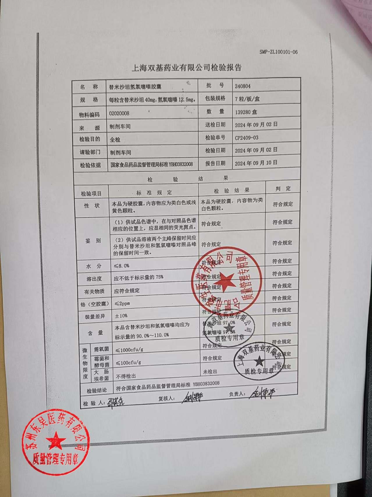 240804替米沙坦氢氯噻嗪胶囊