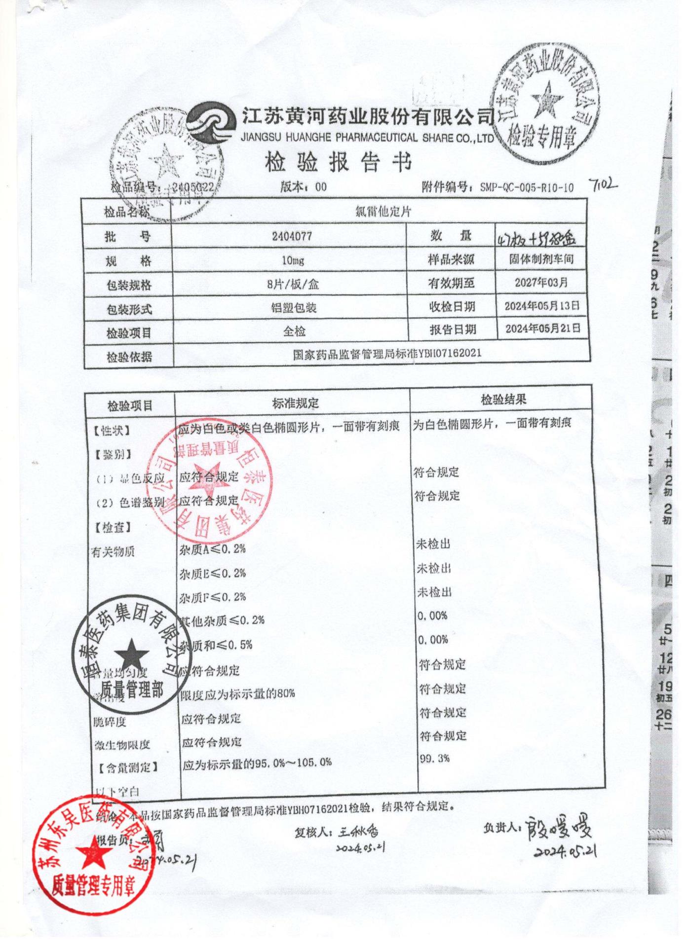 2404077氯雷他定片