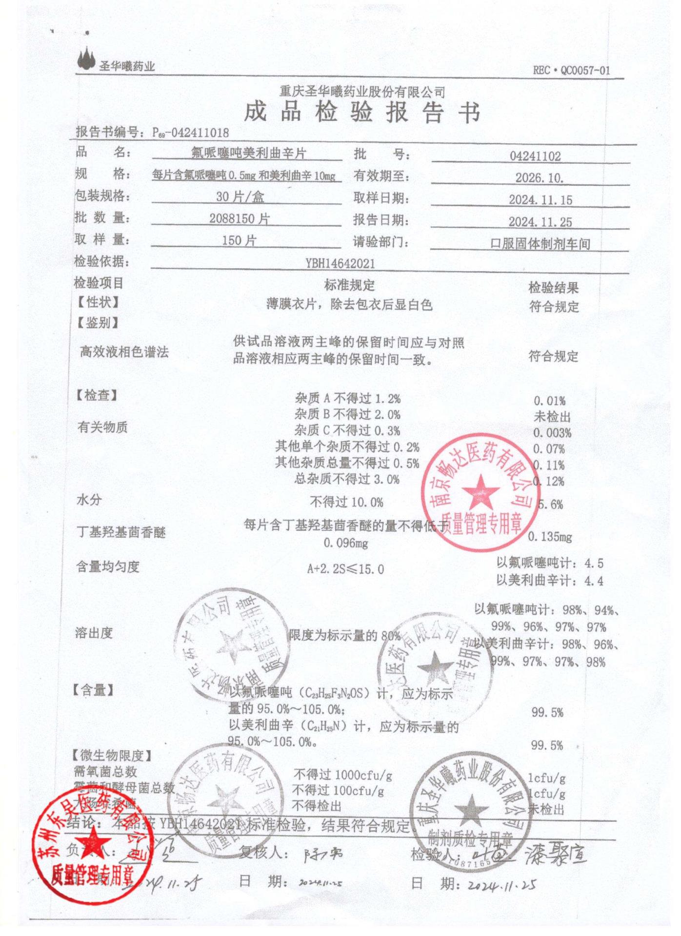 04241102氟哌噻吨美利曲辛片