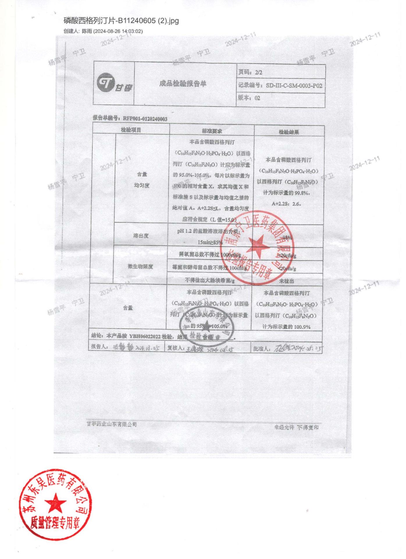 B11240605磷酸西格列汀片2