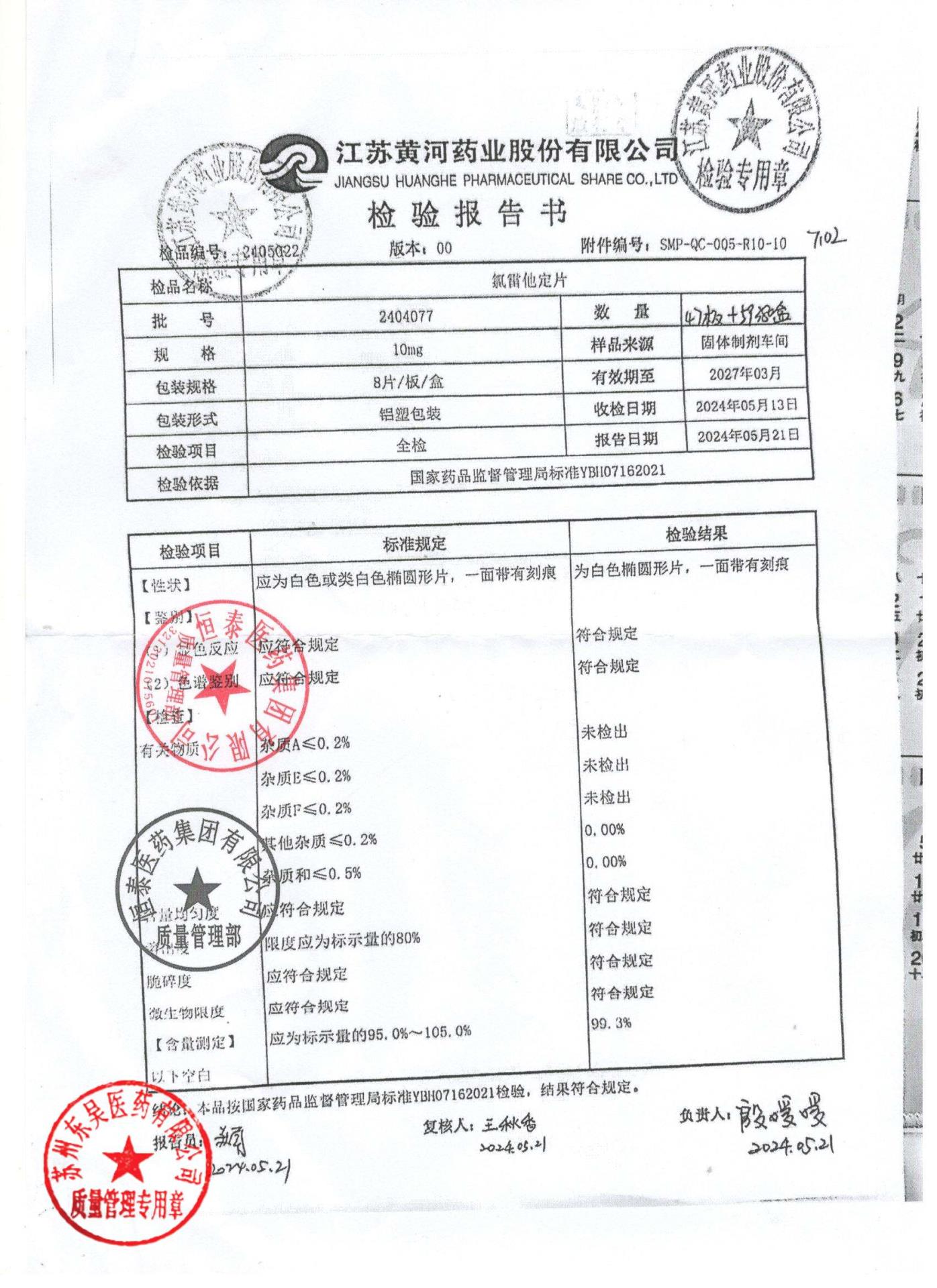 2404077氯雷他定片