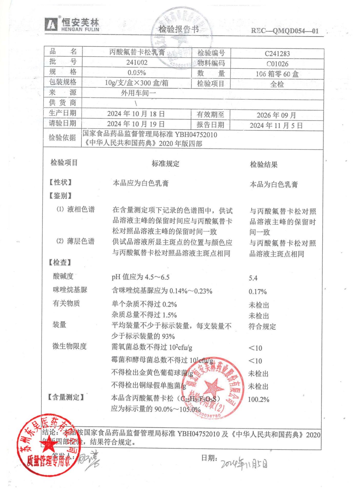 241002丙酸氟替卡松乳膏