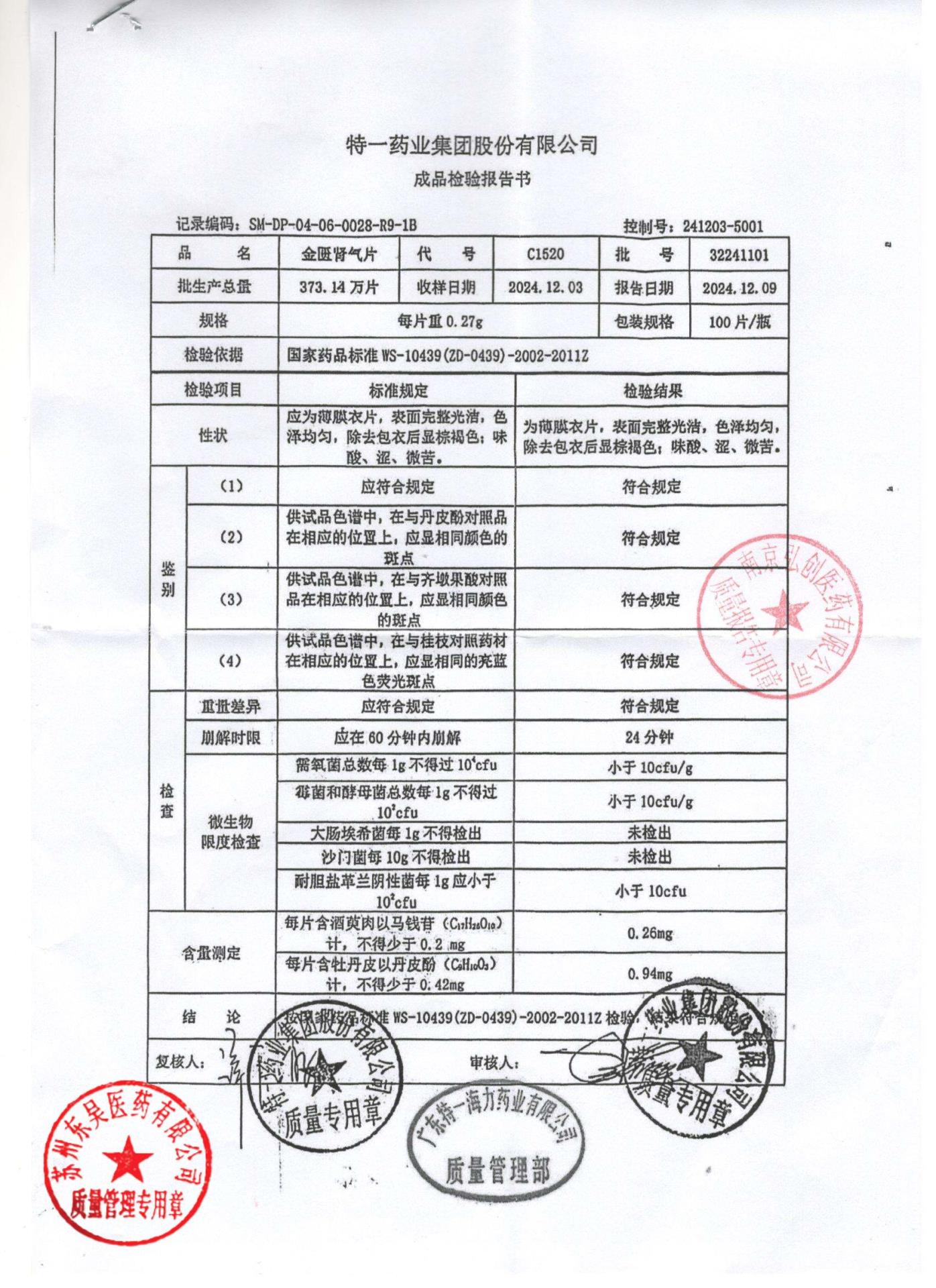 32241101金匮肾气片