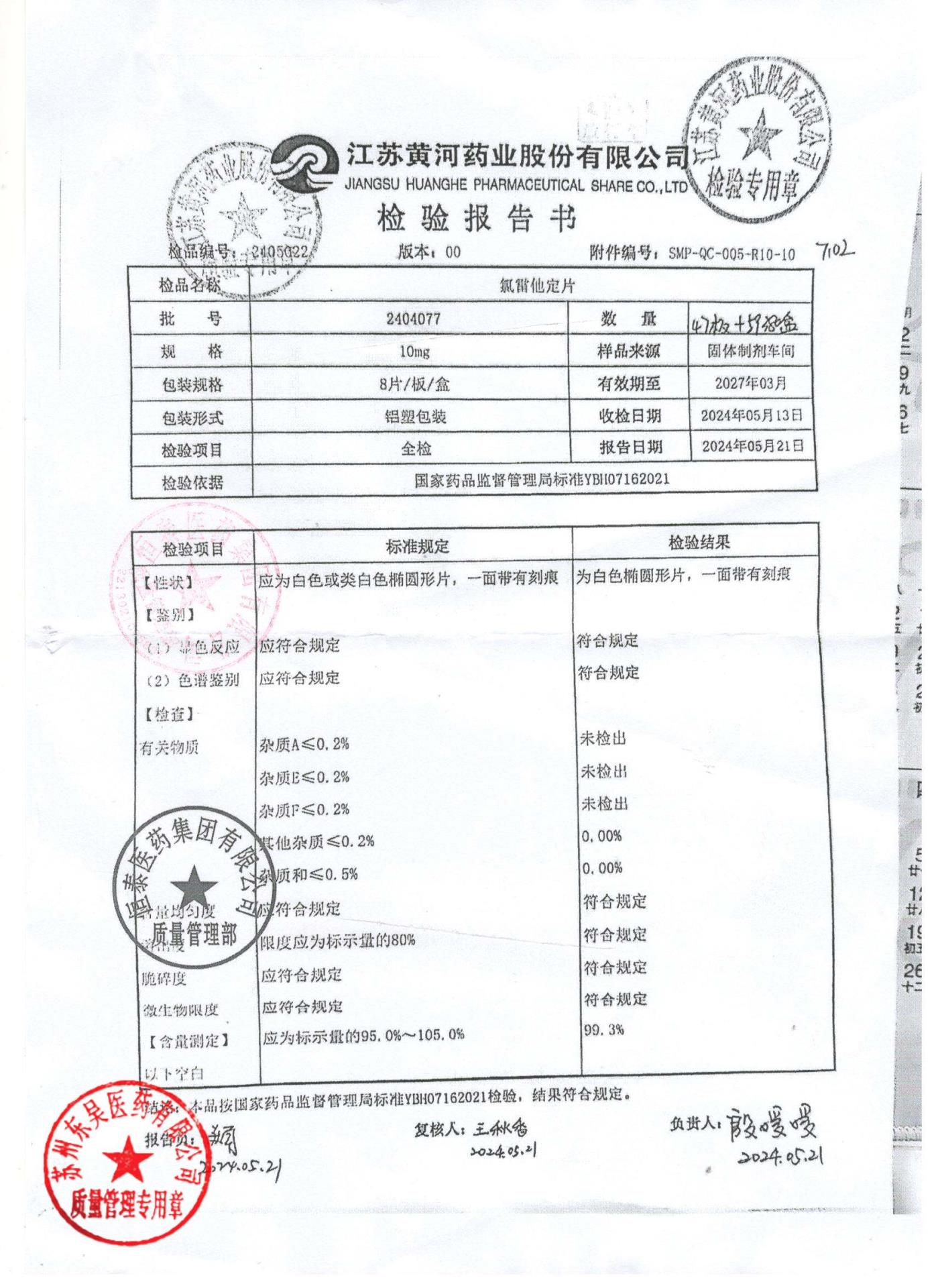 2404077氯雷他定片