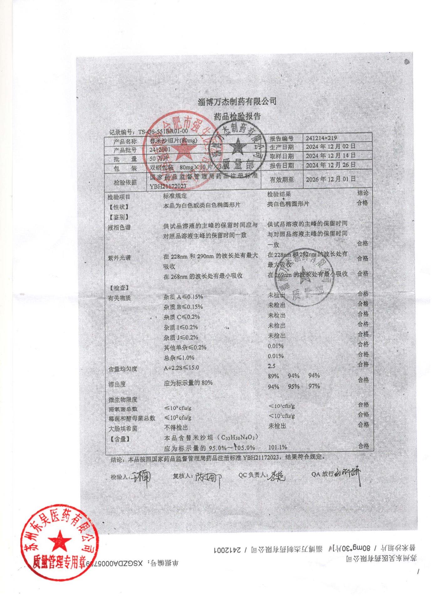 2412001替米沙坦片