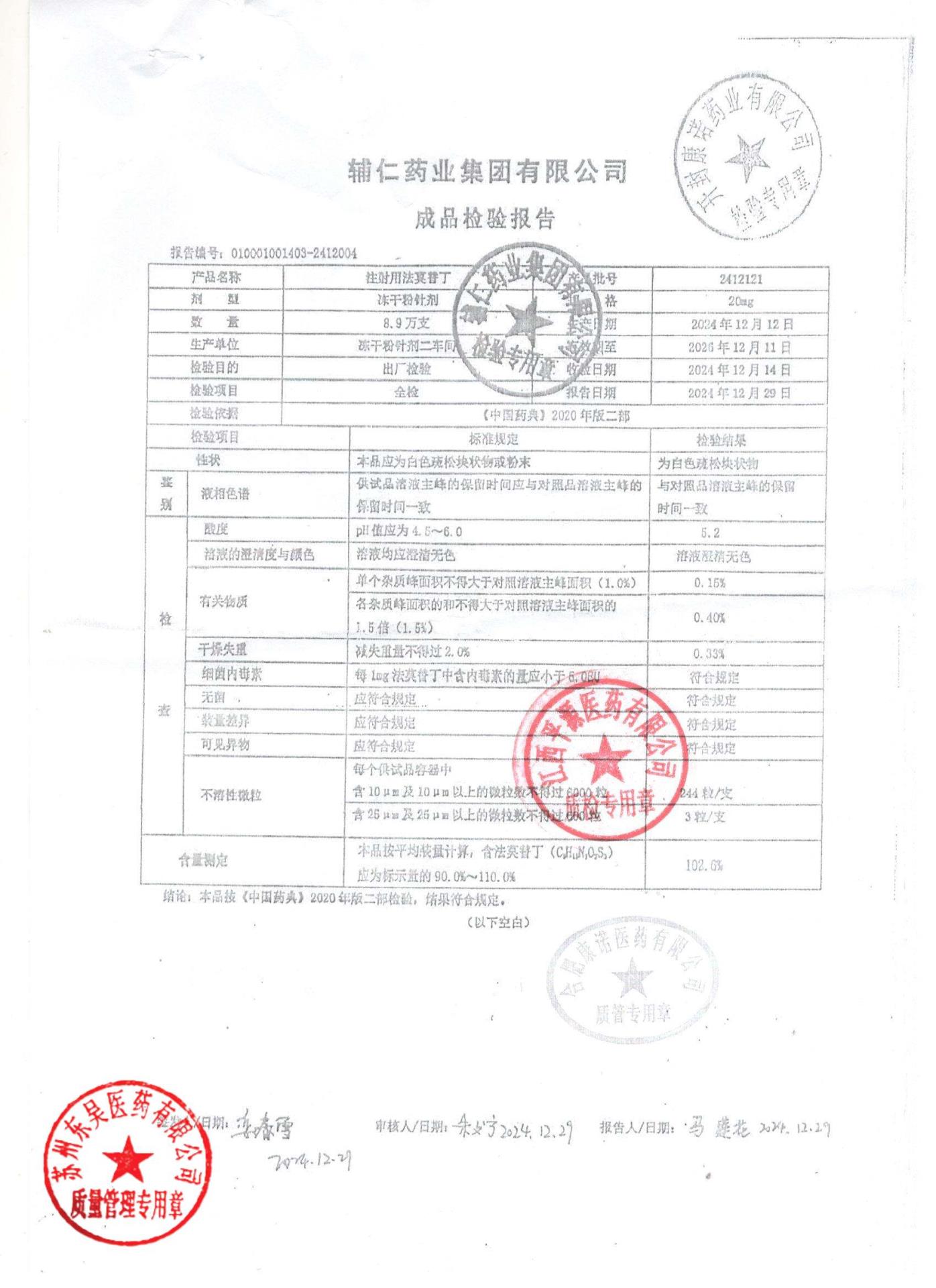 2412121注射用法莫替丁