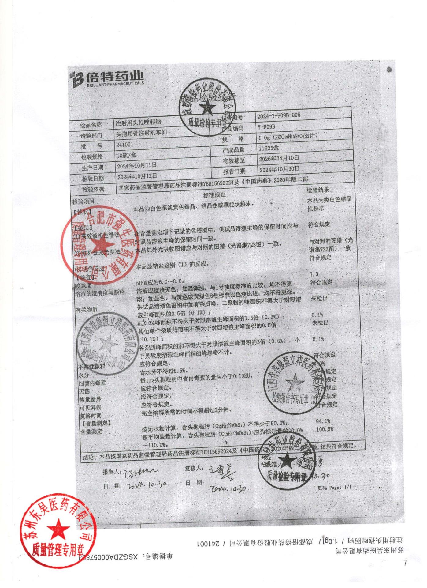 241001注射用头孢唑肟钠