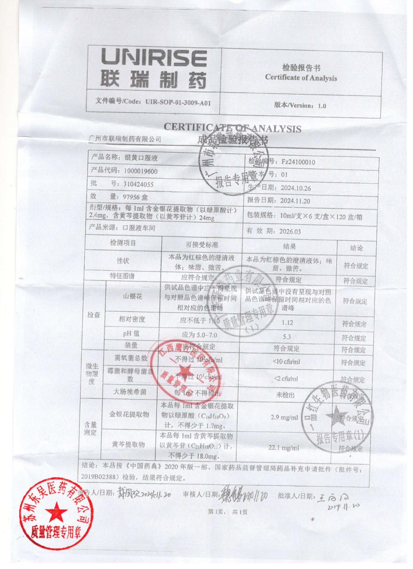310424055银黄口服液