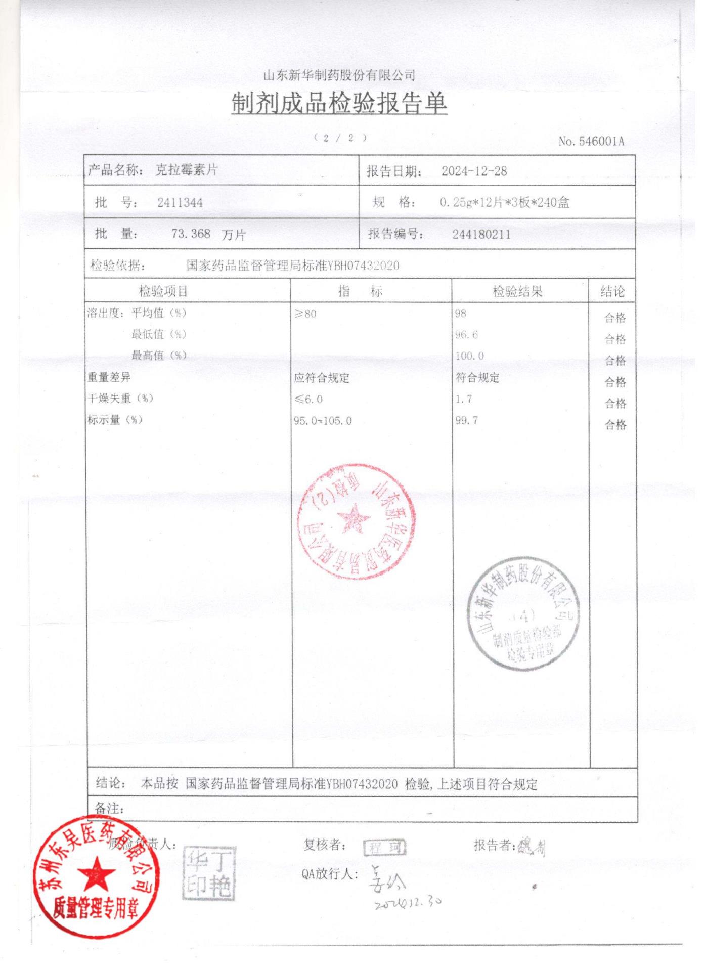 2411344克拉霉素片2