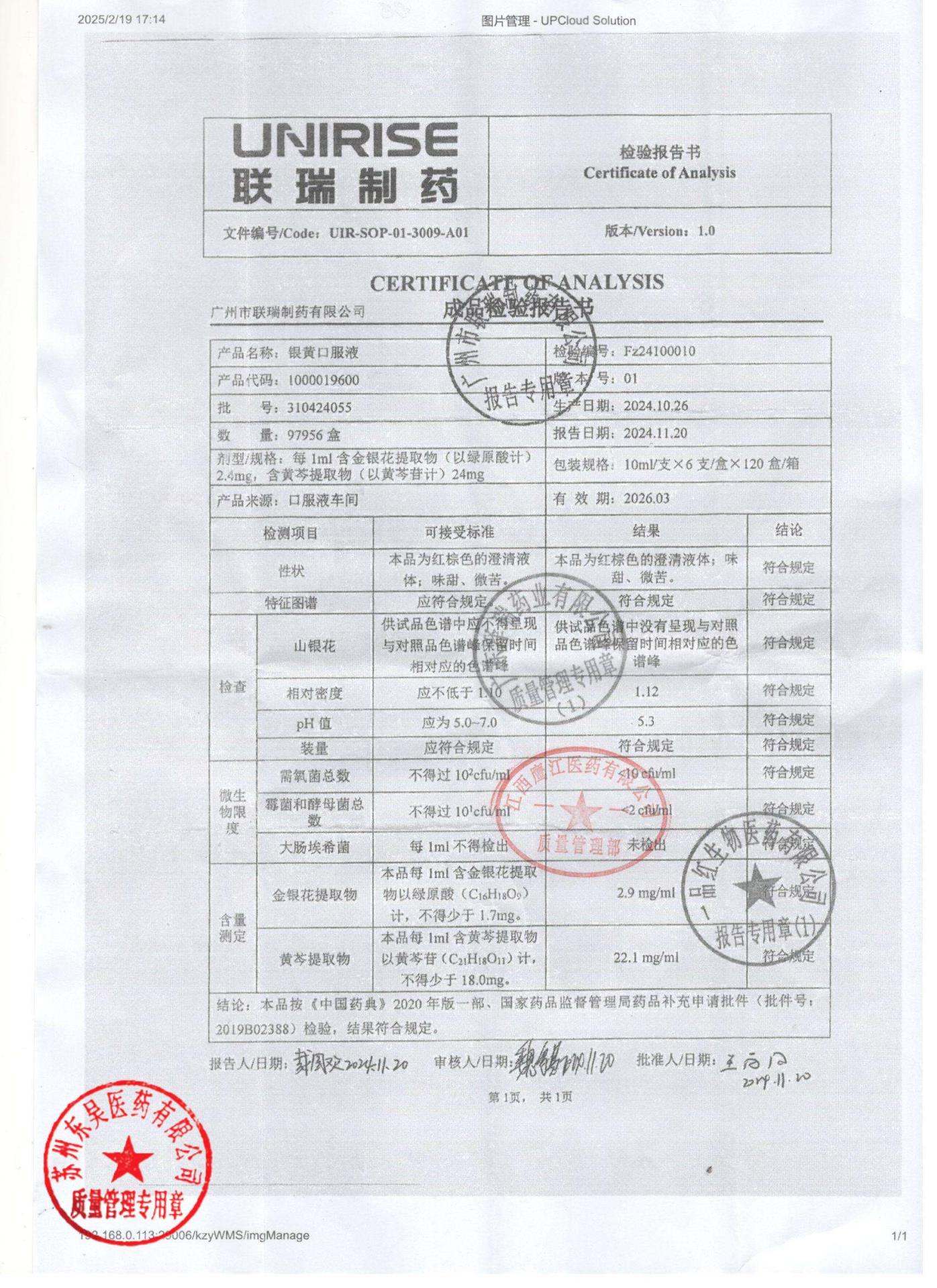 310424055银黄口服液