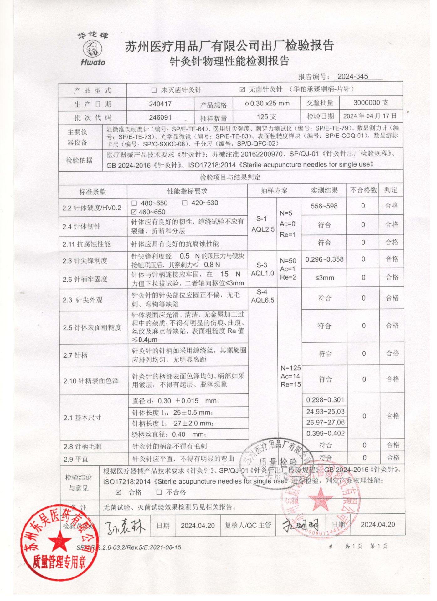 246091针灸针