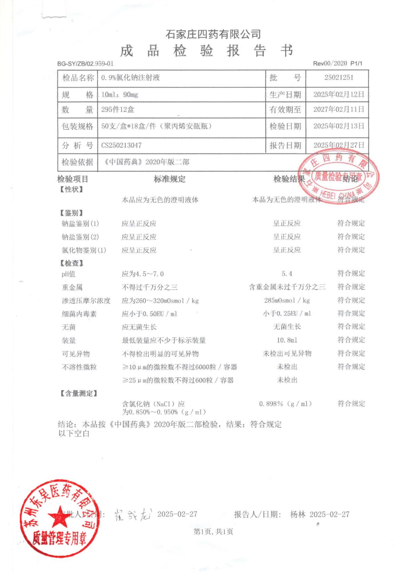 25021251氯化钠注射液0.9％