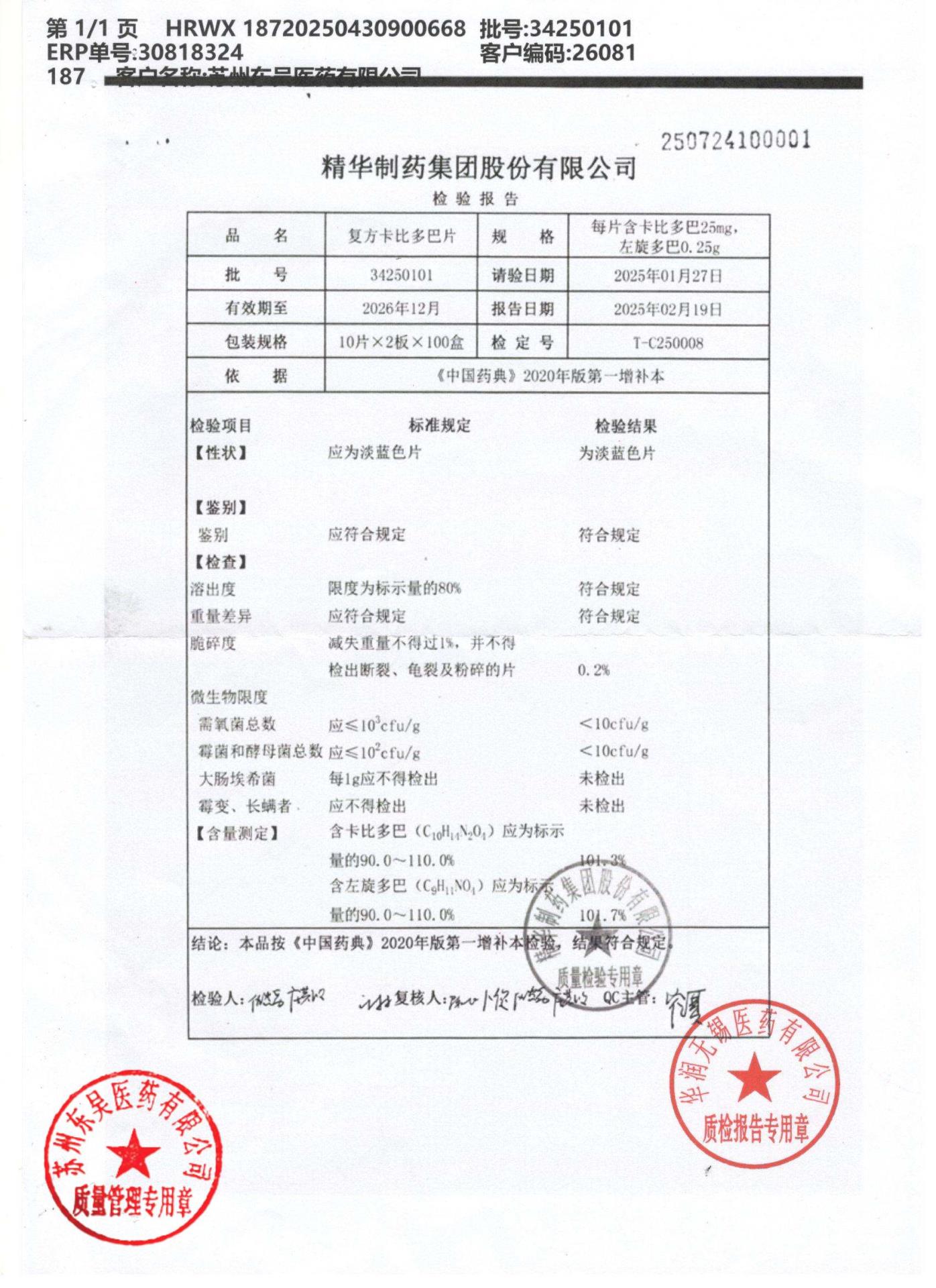 34250101复方卡比多巴片