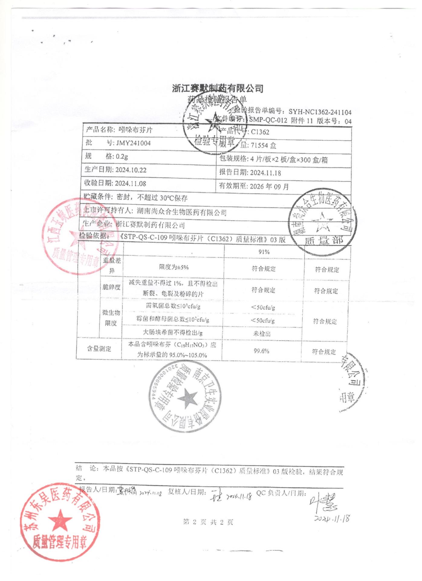 JMY241004吲哚布芬片2