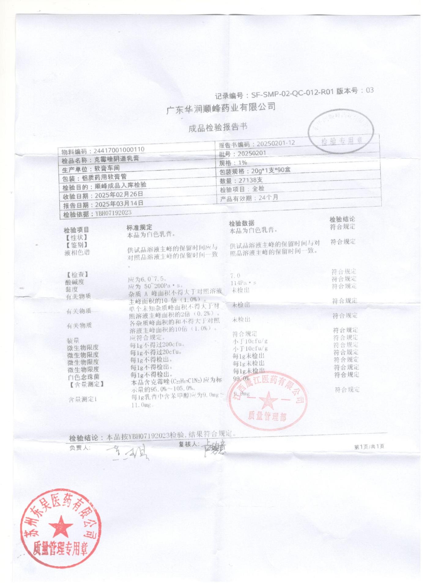 20250201-12克霉唑阴道乳膏