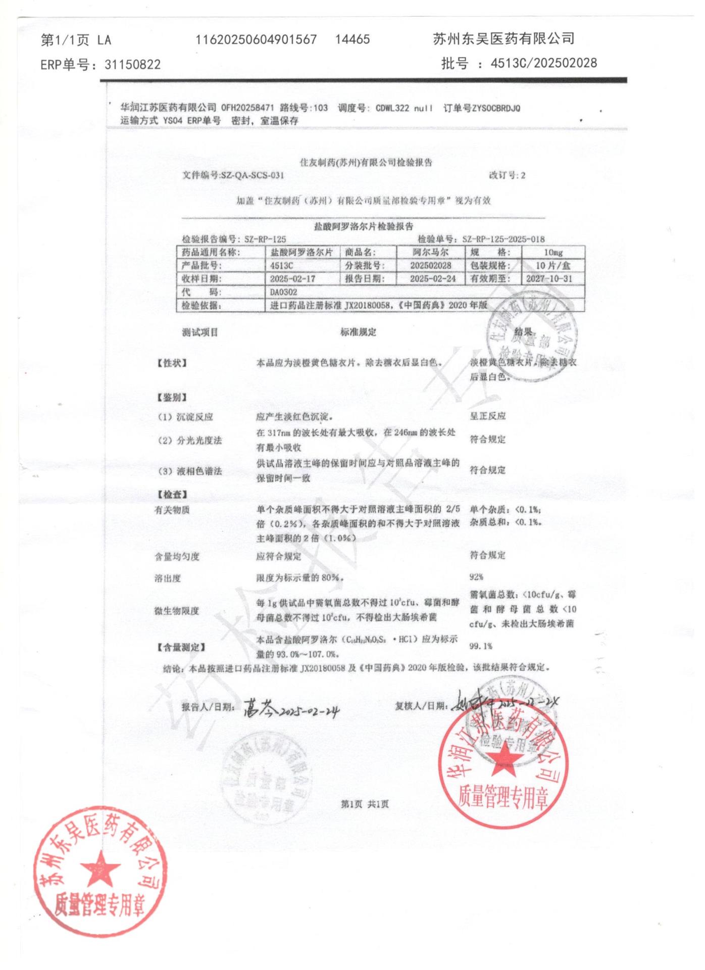 202502028盐酸阿洛尔片